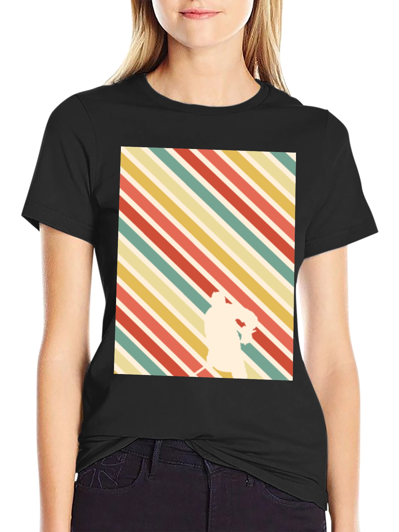 Black Retro Hockey Player Tee view 2