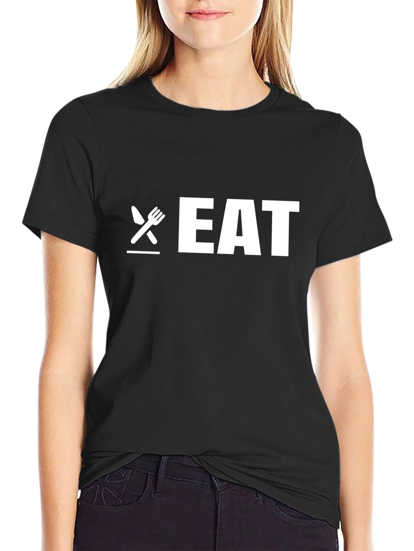 Black Eat Graphic Tee - Black Unisex T-Shirt view 2
