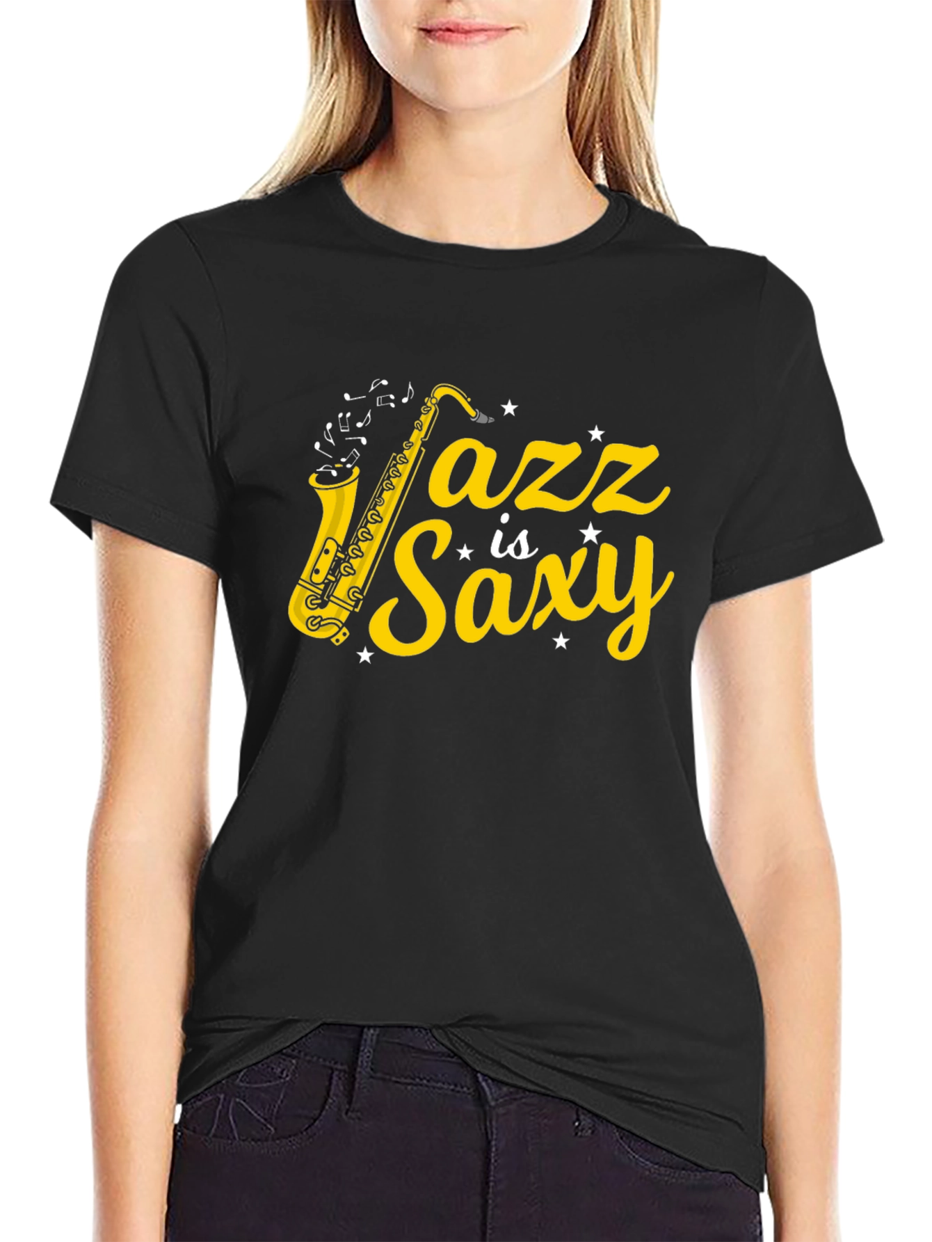 Black Jazz is Saxy Graphic T-Shirt view 2