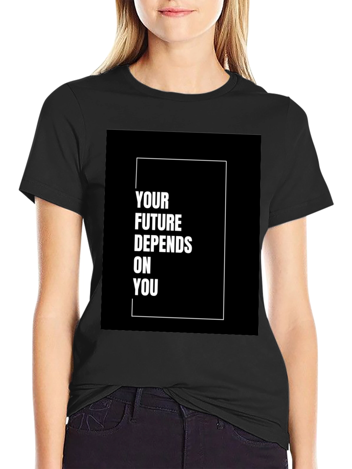 Black Motivational T-Shirt - Your Future Depends On You view 2