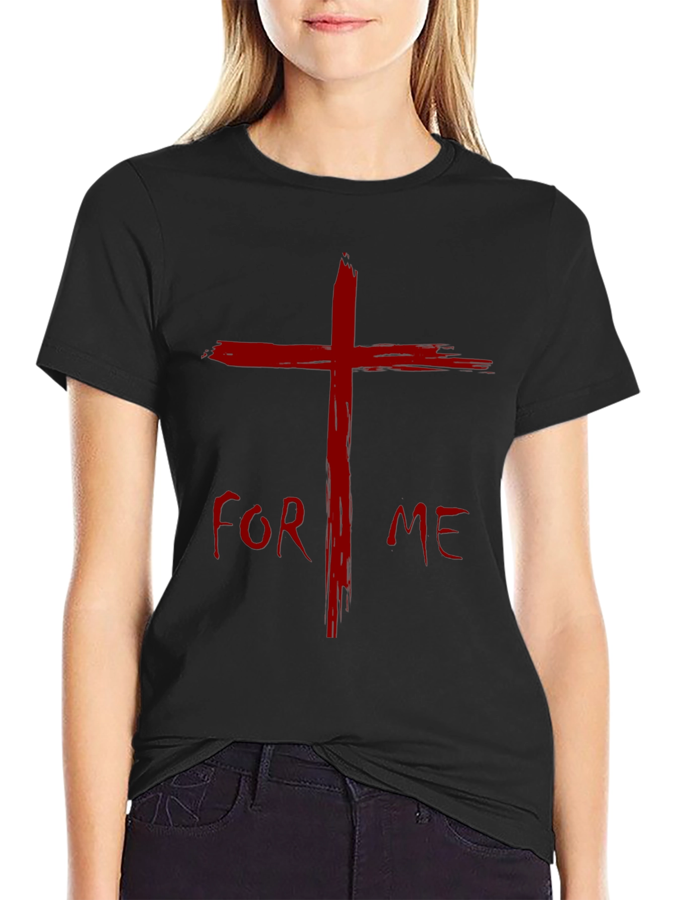 Black Cross For Me Graphic T-Shirt, Cotton Blend view 2