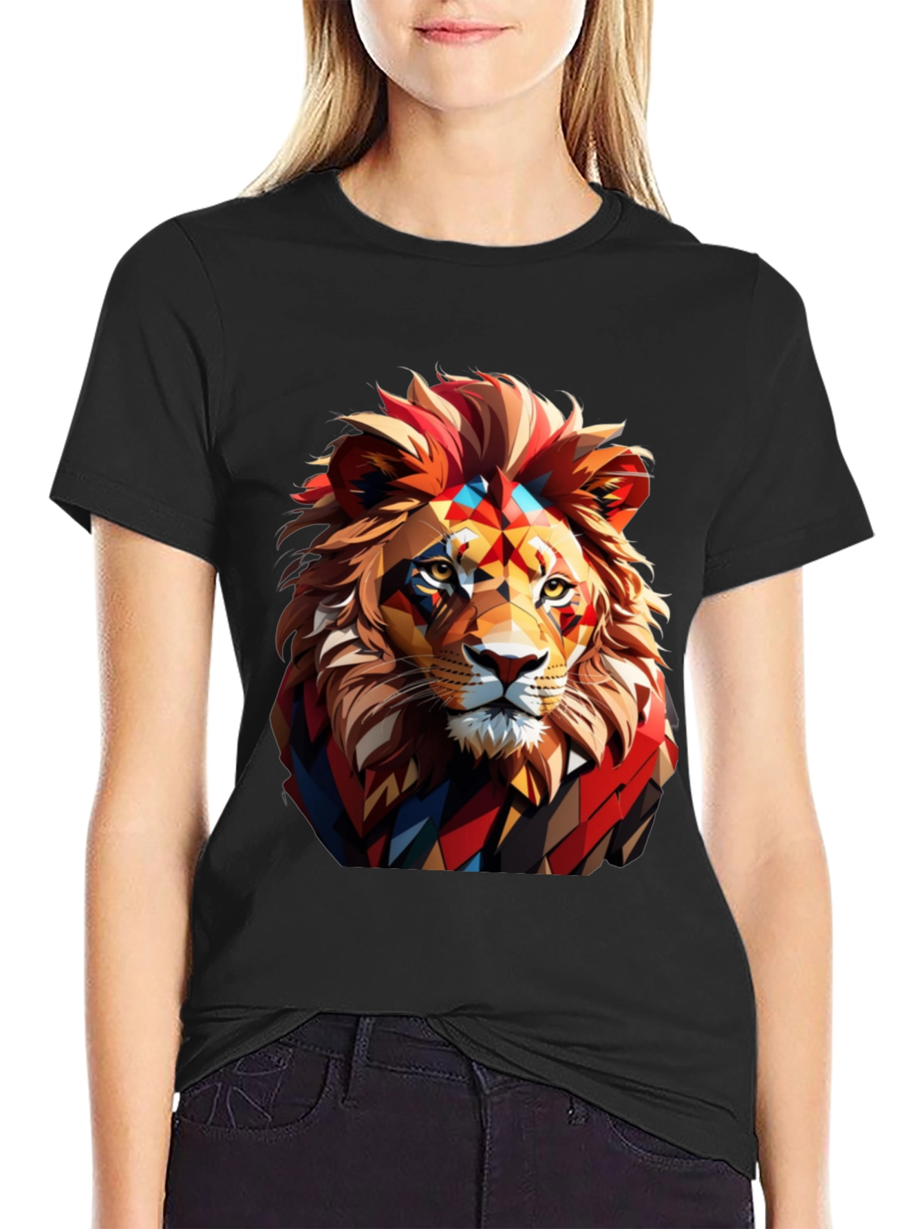 Black Lion Graphic Print Black T-Shirt view 2
