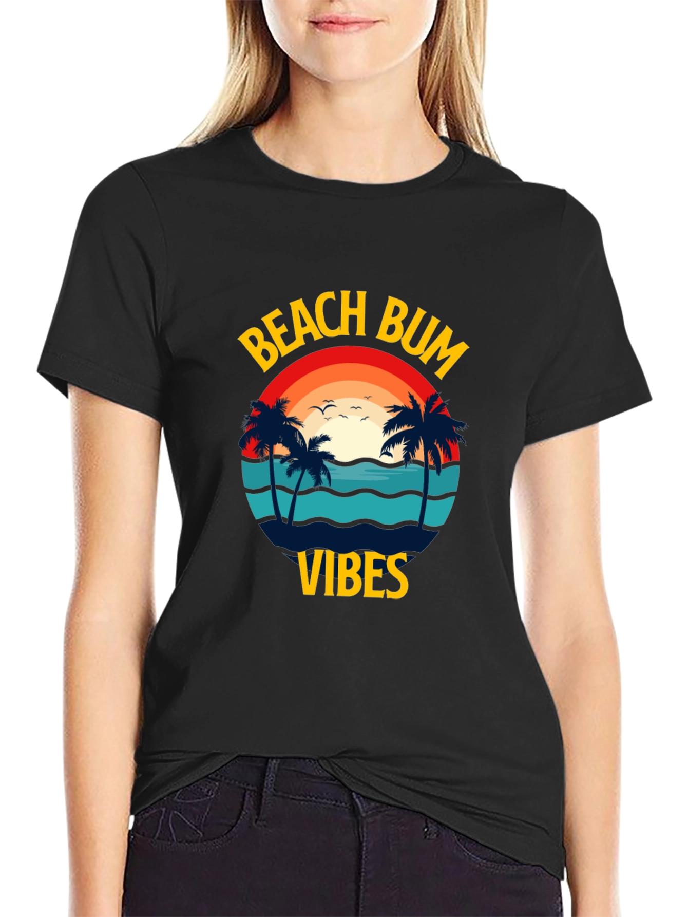 Black Beach Bum Vibes Graphic T-Shirt view 2