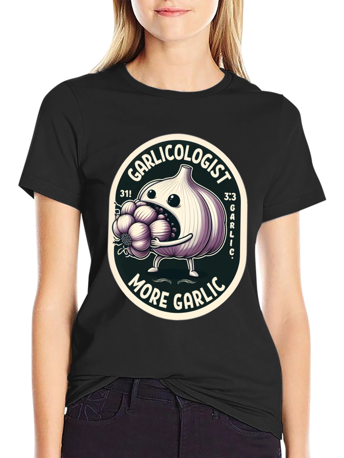 Black Garlicologist Graphic T-Shirt - More Garlic! view 2