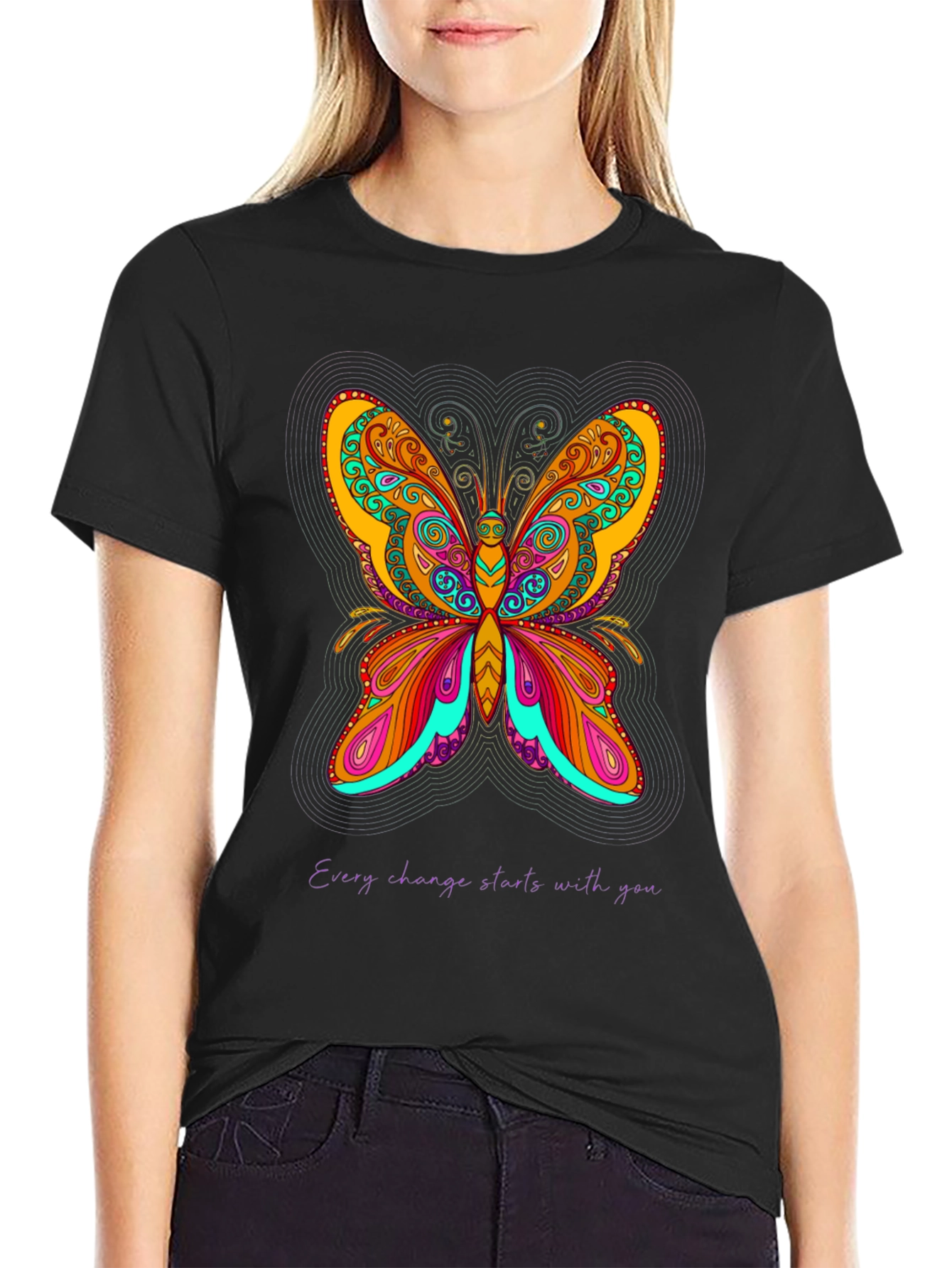 Black Butterfly Change T-Shirt view 2