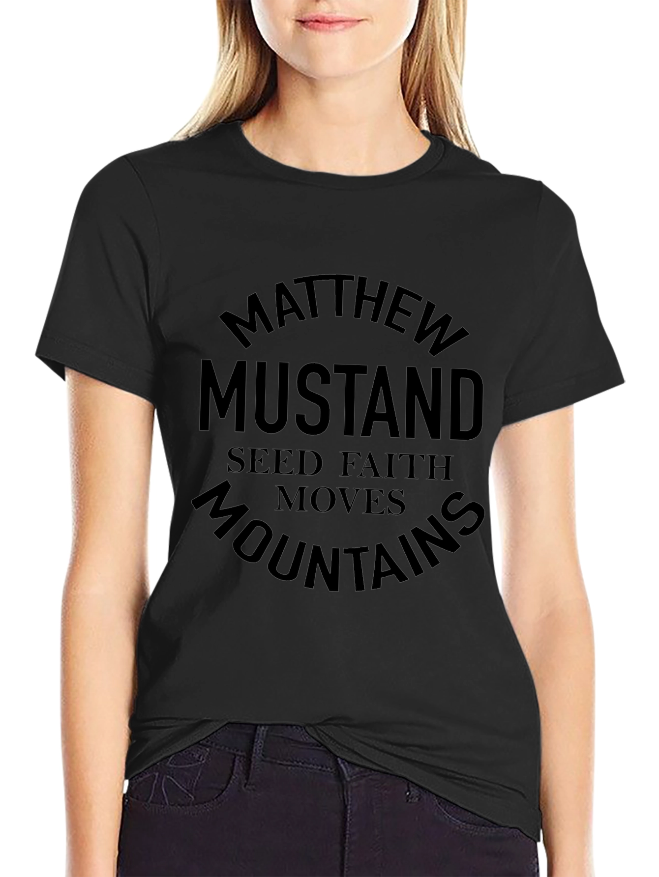 Black Matthew Mustard Seed Faith Moves Mountains T-Shirt view 2