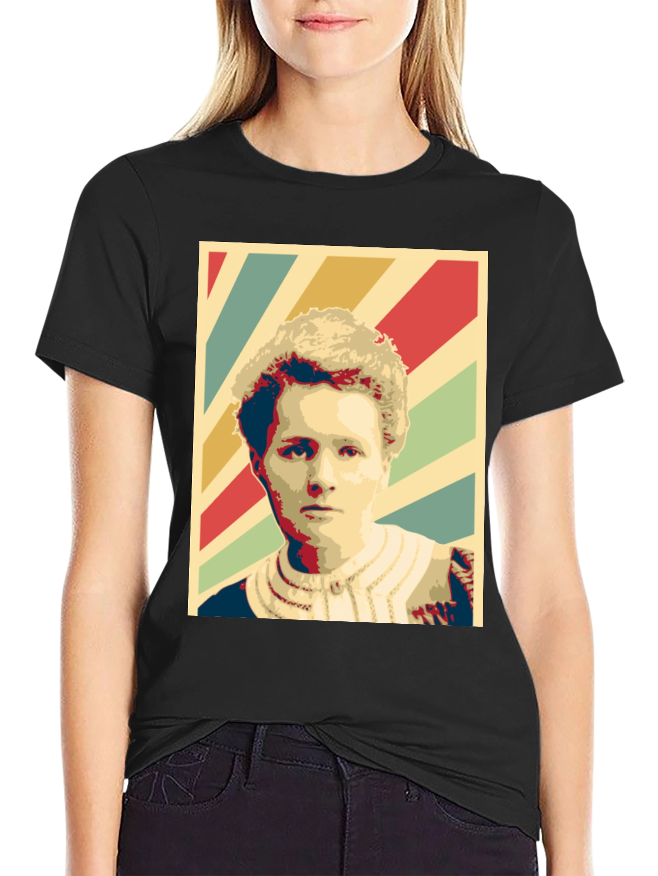 Black Retro Portrait Graphic T-Shirt - Unisex Fashion Tee view 2