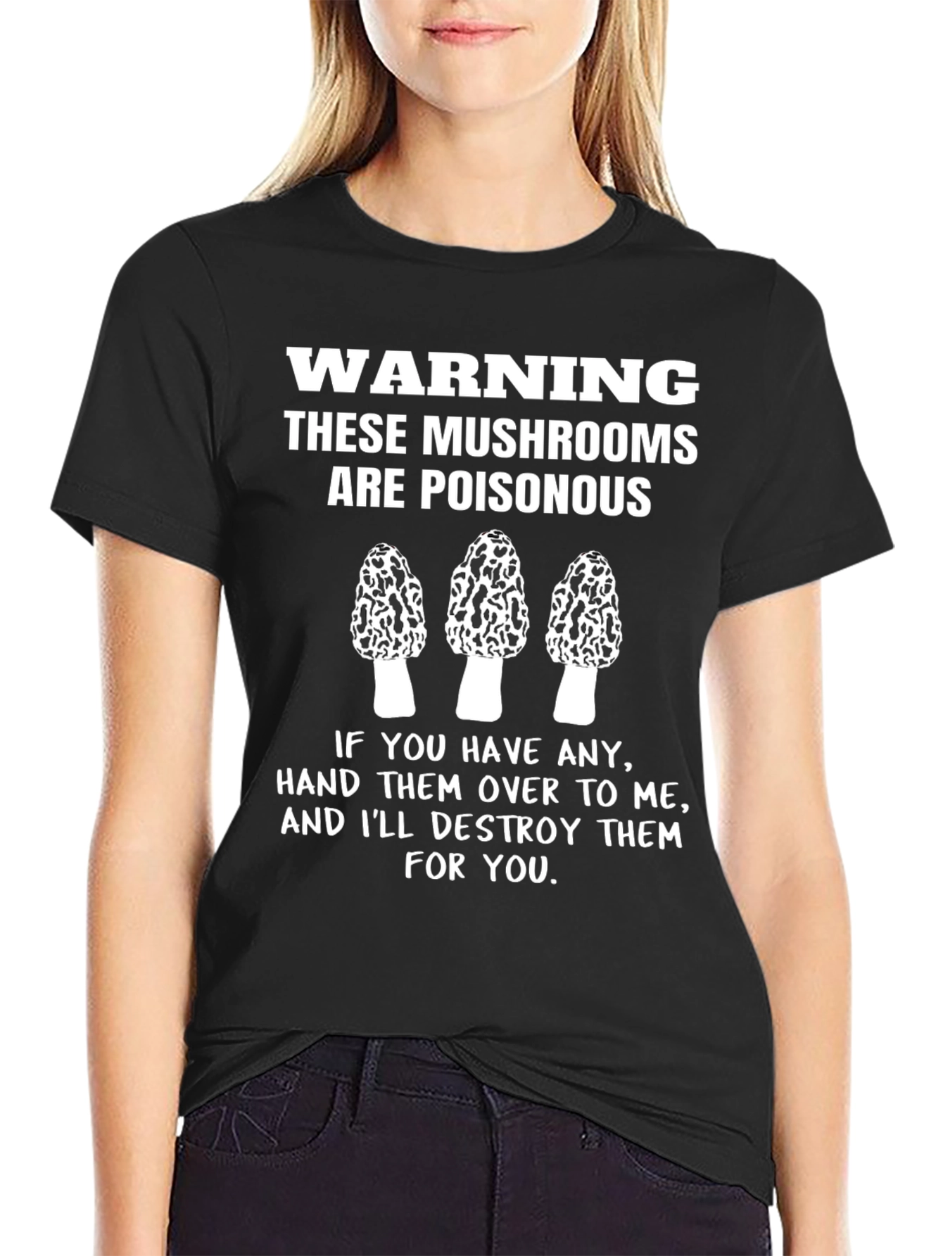 Black Warning Poisonous Mushroom T-Shirt view 2