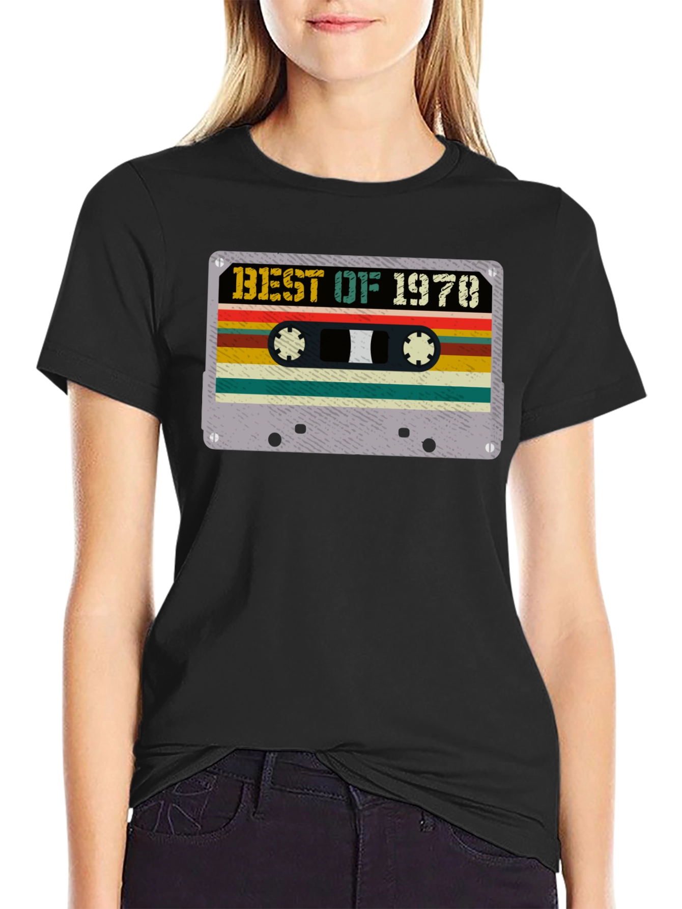 Black Best of 1970 Cassette Tape Graphic T-Shirt view 2