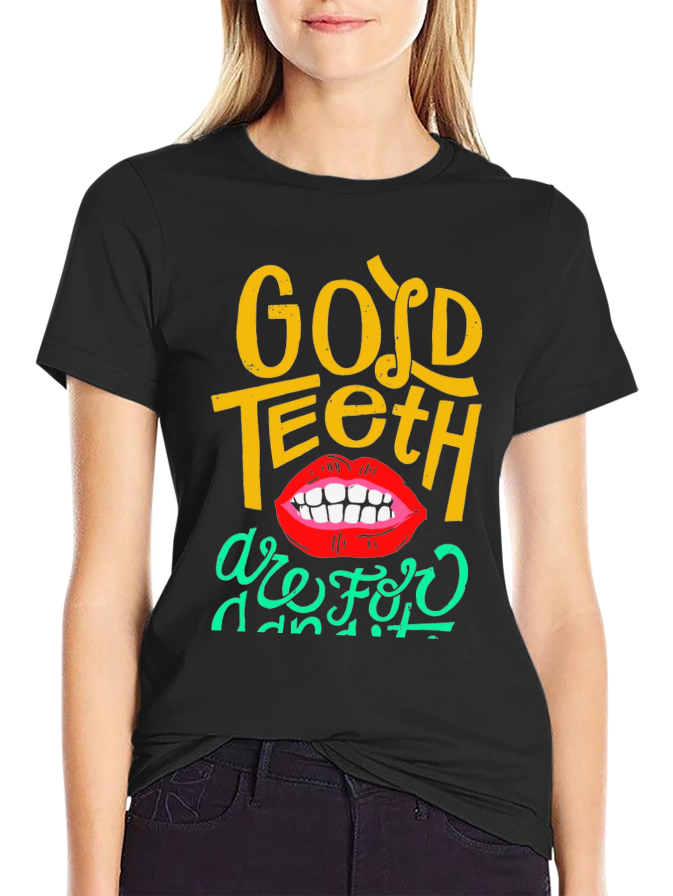 Black Good Teeth T-Shirt - Fun Dental Humor Tee view 2