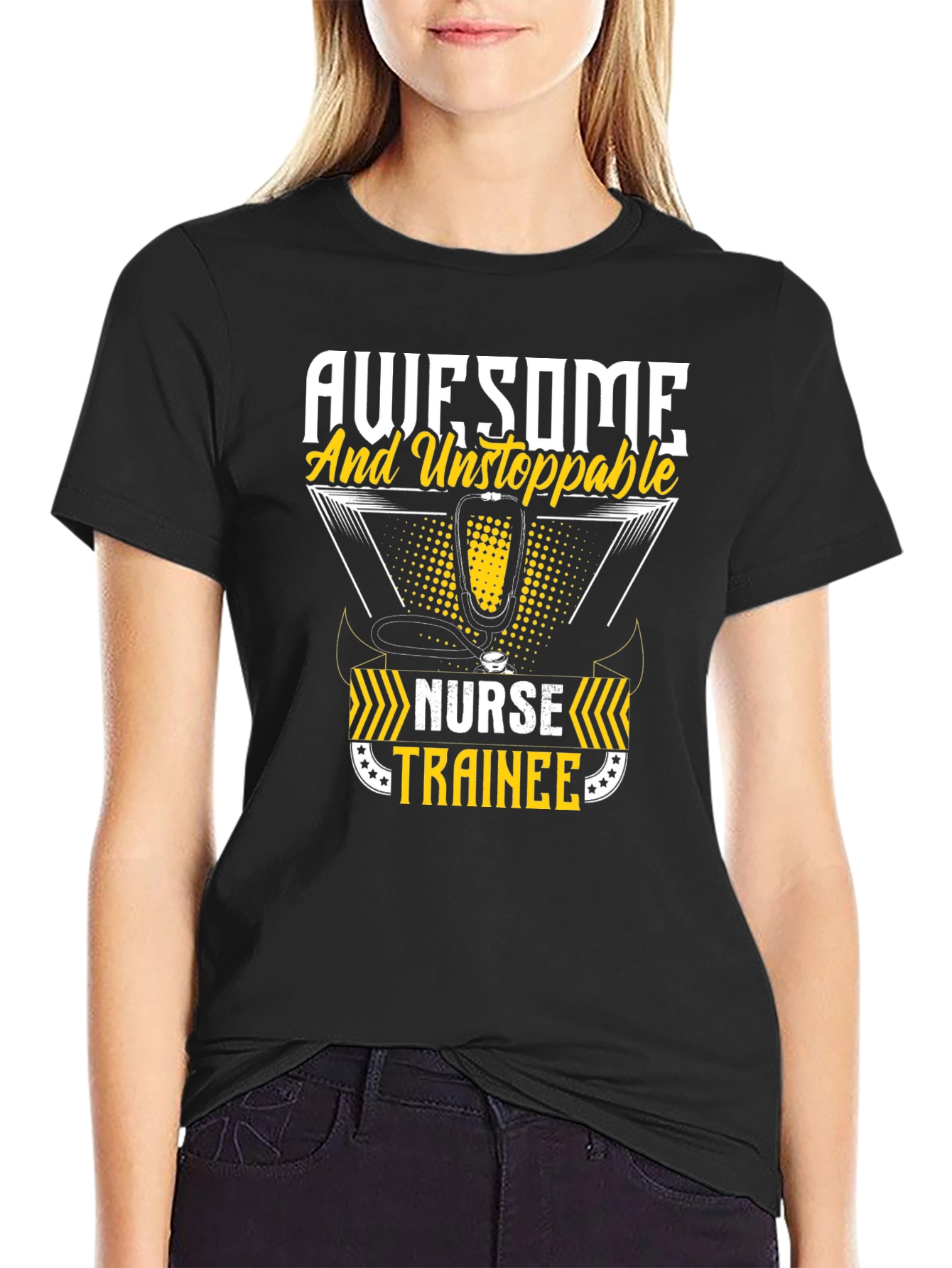 Black Awesome Nurse Trainee Graphic Tee view 2