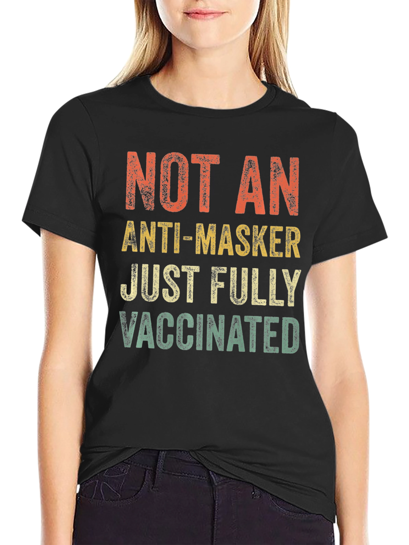 Black Fully Vaccinated T-Shirt - Anti Masker Alternative view 2