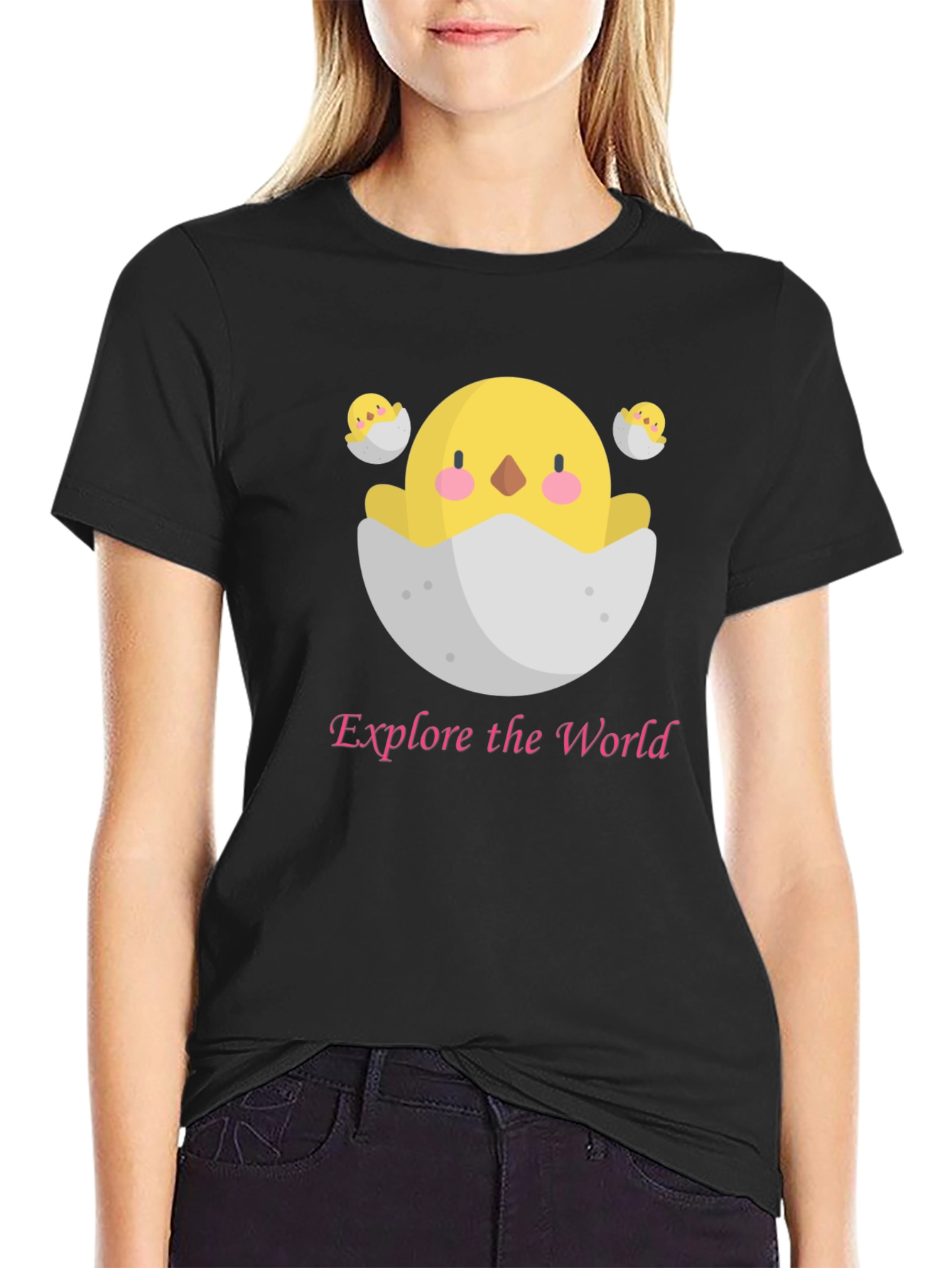 Black Explore the World Chick T-Shirt view 2