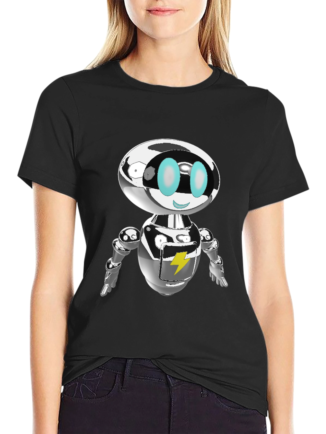 Black Retro Robot Graphic Tee - Sci-Fi Cool view 2