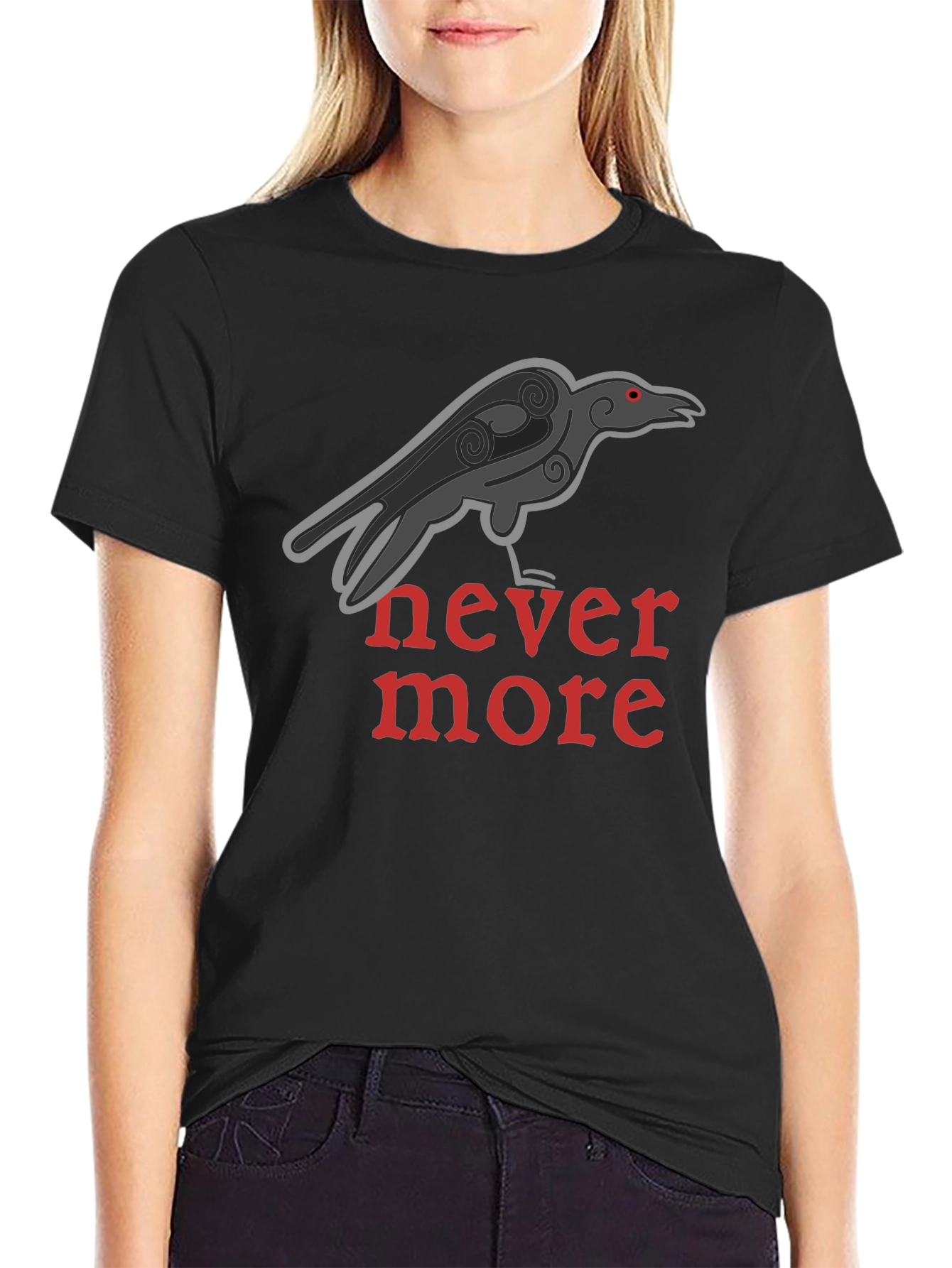Black Raven Nevermore T-Shirt - Classic Gothic Design view 2