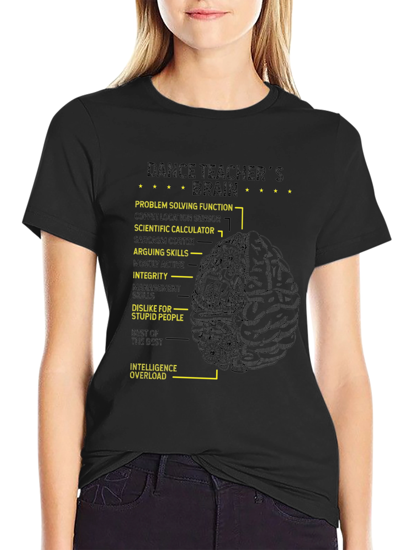 Black Dance Teacher's Brain T-Shirt view 2