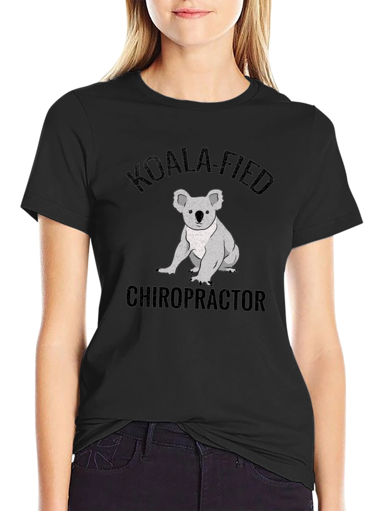 Black Koala-Fied Chiropractor T-Shirt - Funny Animal Tee view 2