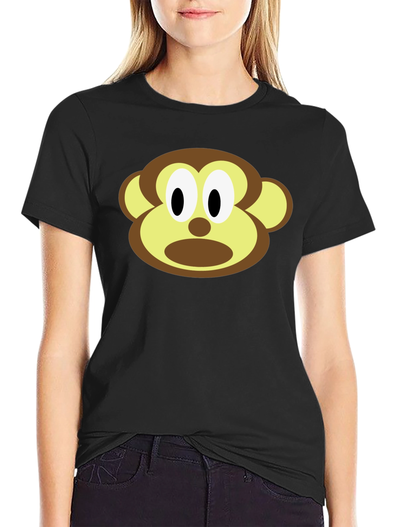 Black Monkey Face Graphic Tee - Unisex Black T-Shirt view 2