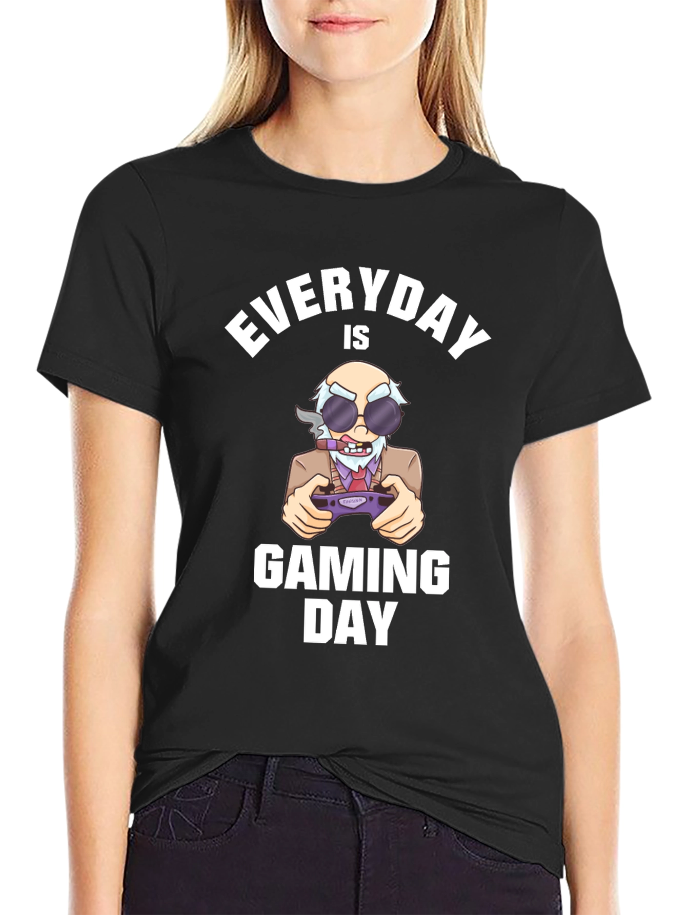 Black Everyday Is Gaming Day T-Shirt view 2