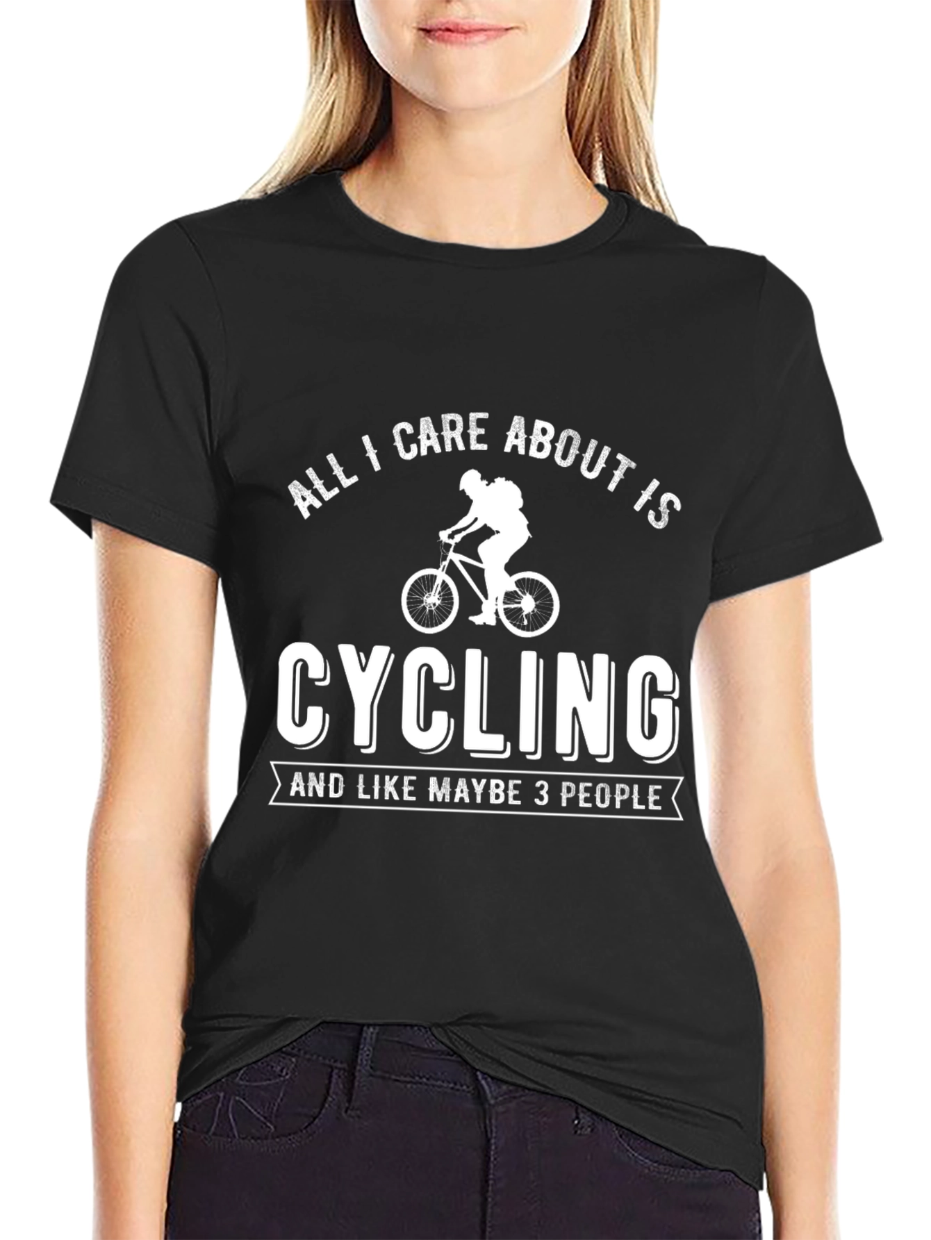 Black Cycling T-Shirt - All I Care About Is Cycling view 2
