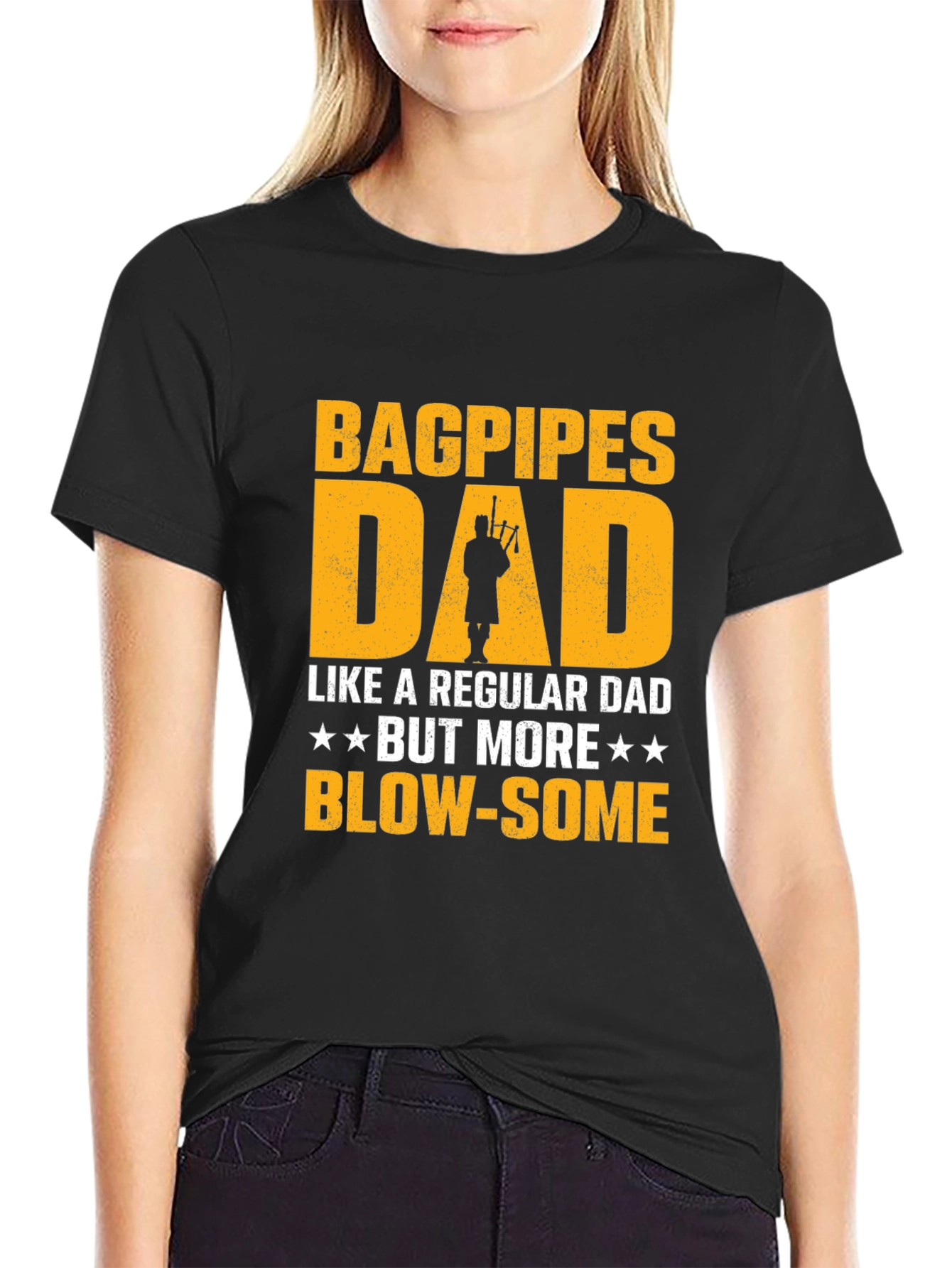 Black Bagpipes Dad T-Shirt - Funny Father's Day Gift for Musicians view 2
