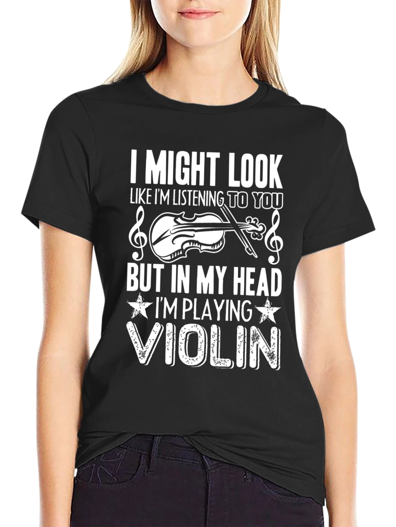 Black Violin Musician T-Shirt: In My Head Playing Violin Graphic Tee view 2