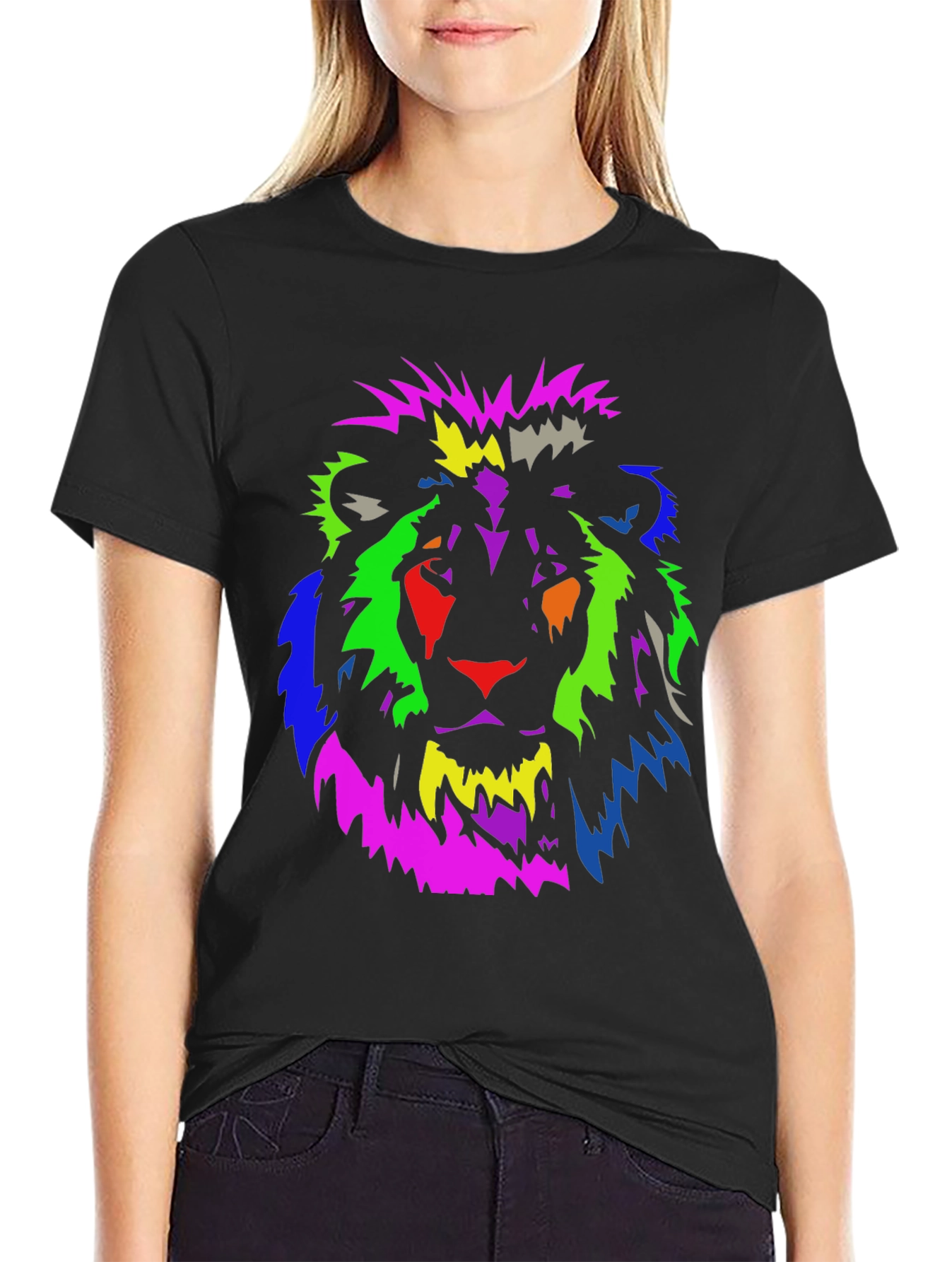 Black Lion Graphic Tee - Bold & Vibrant Design view 2
