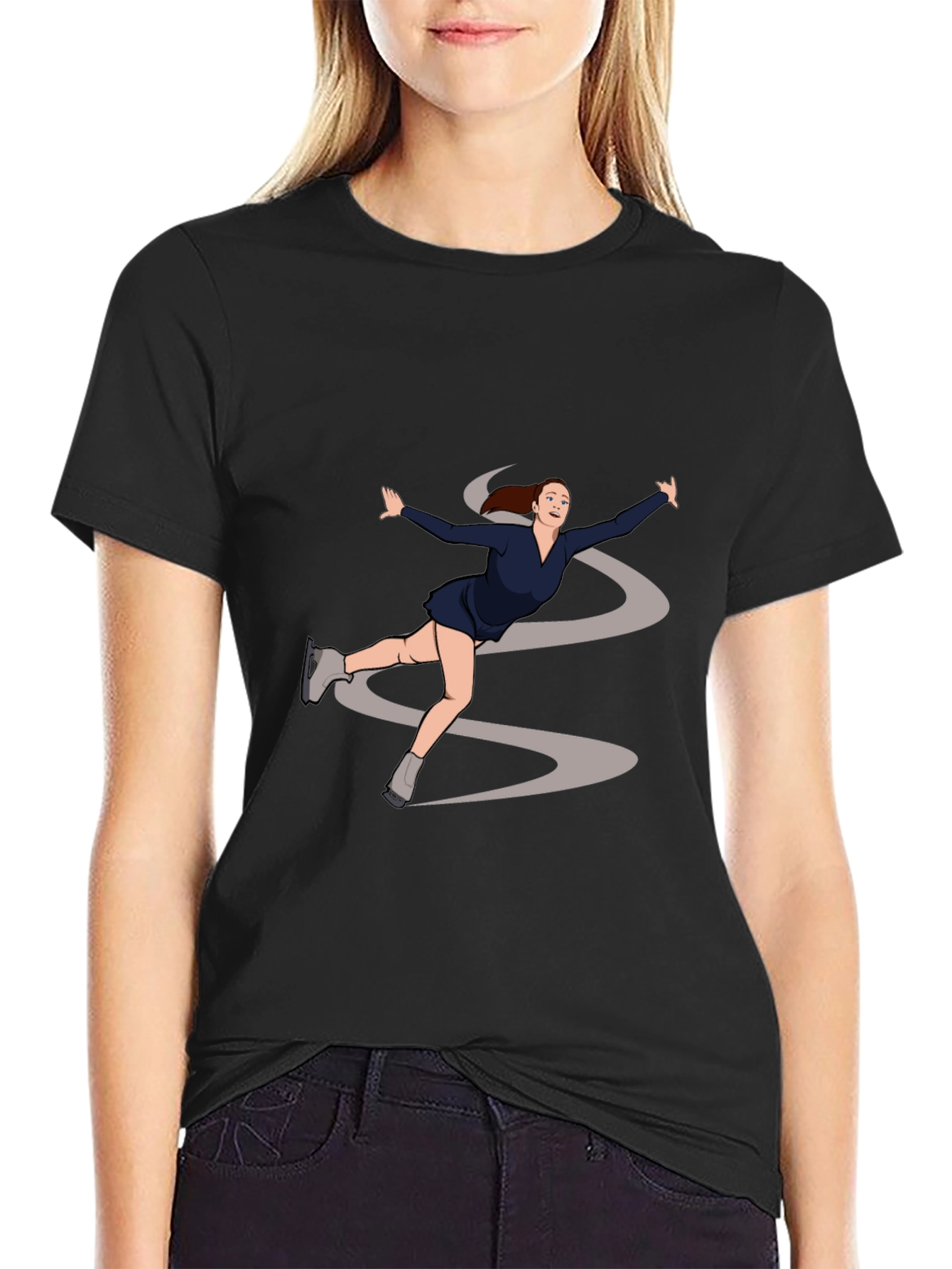 Black Figure Skating Graphic Tee - Black view 2