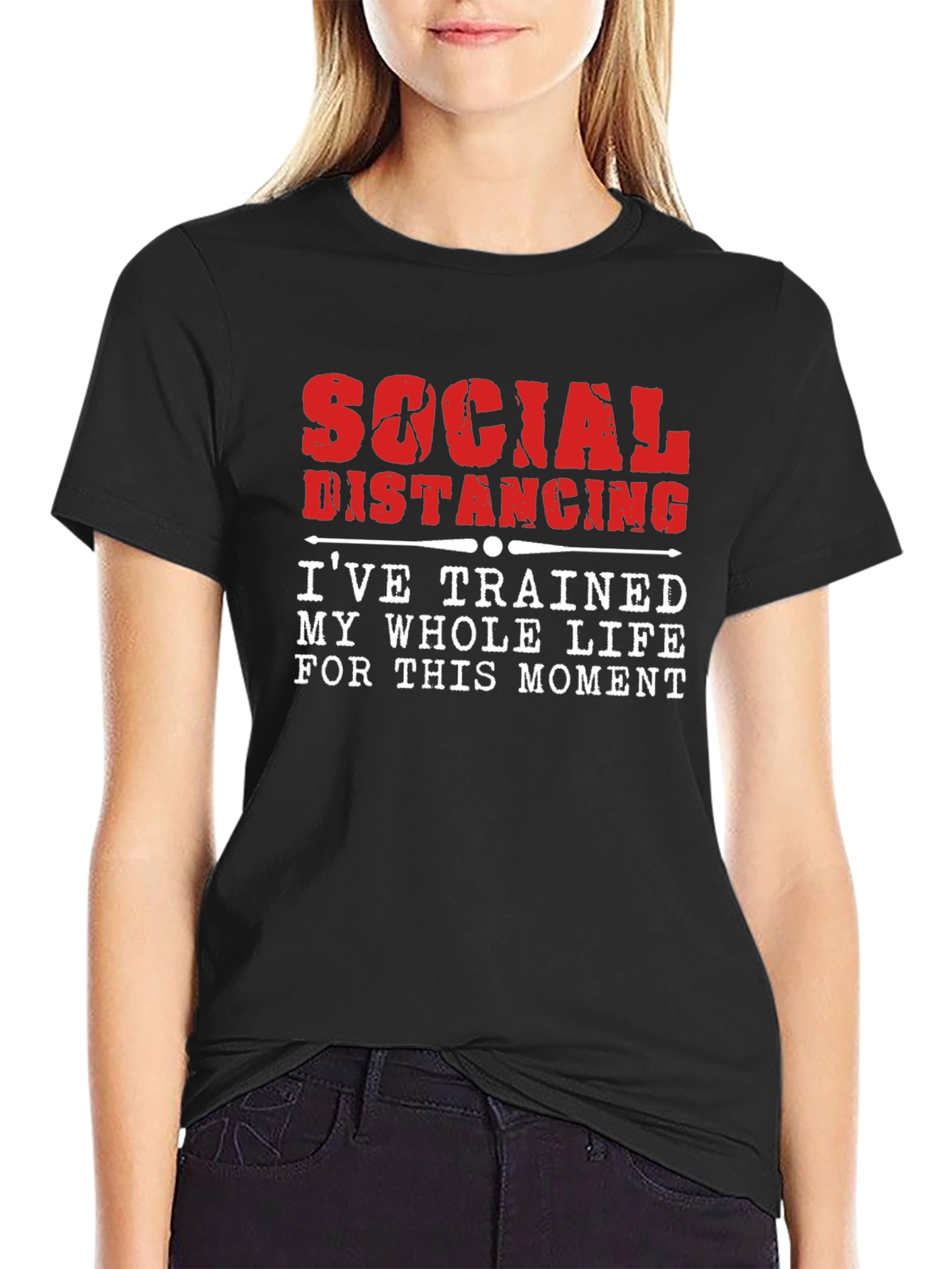 Black Social Distancing T-Shirt: Trained For This! view 2