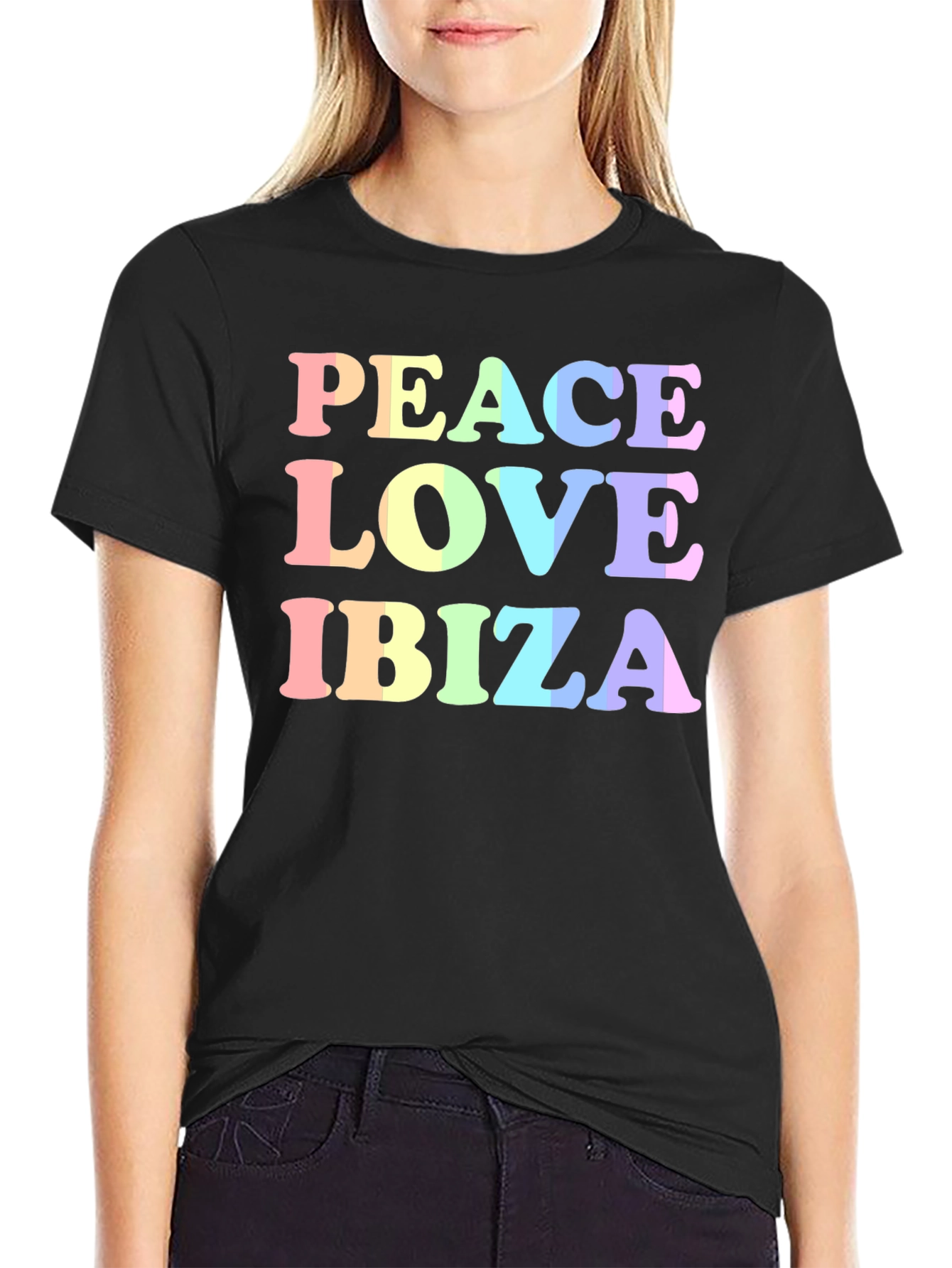 Black Peace Love Ibiza Graphic T-Shirt view 2