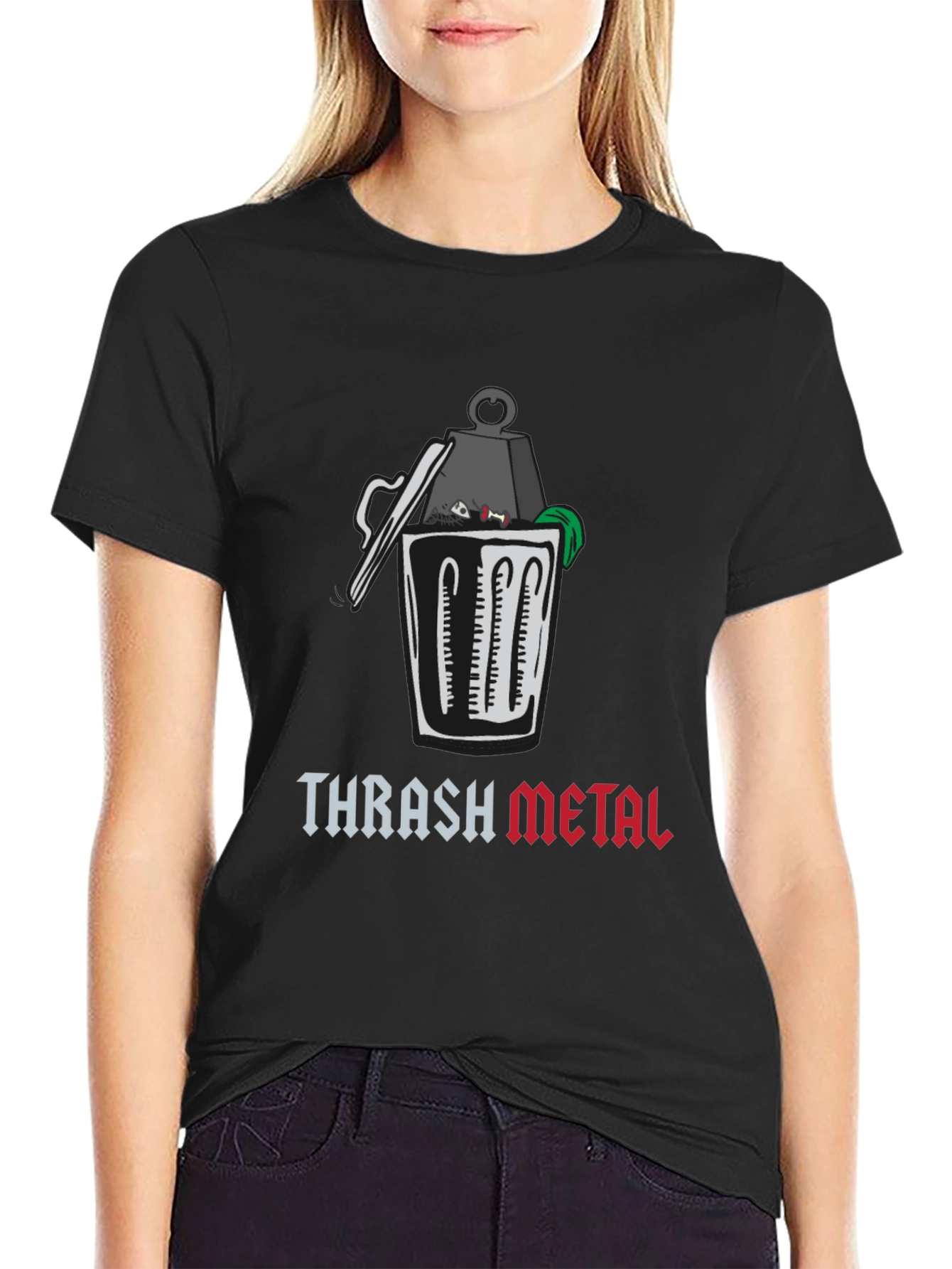 Black Thrash Metal Graphic T-Shirt - Humor Tee view 2