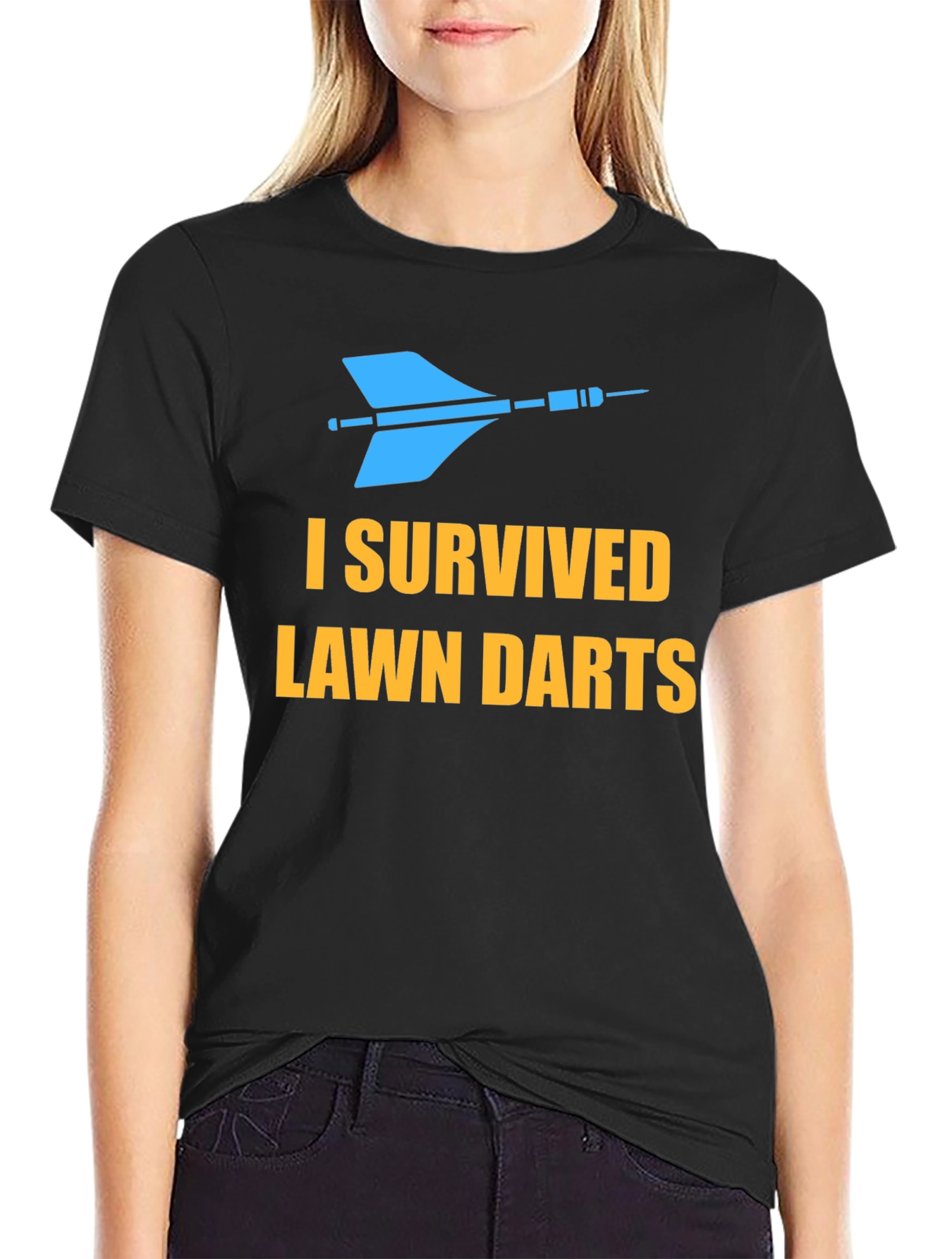 Black I Survived Lawn Darts Graphic Tee view 2