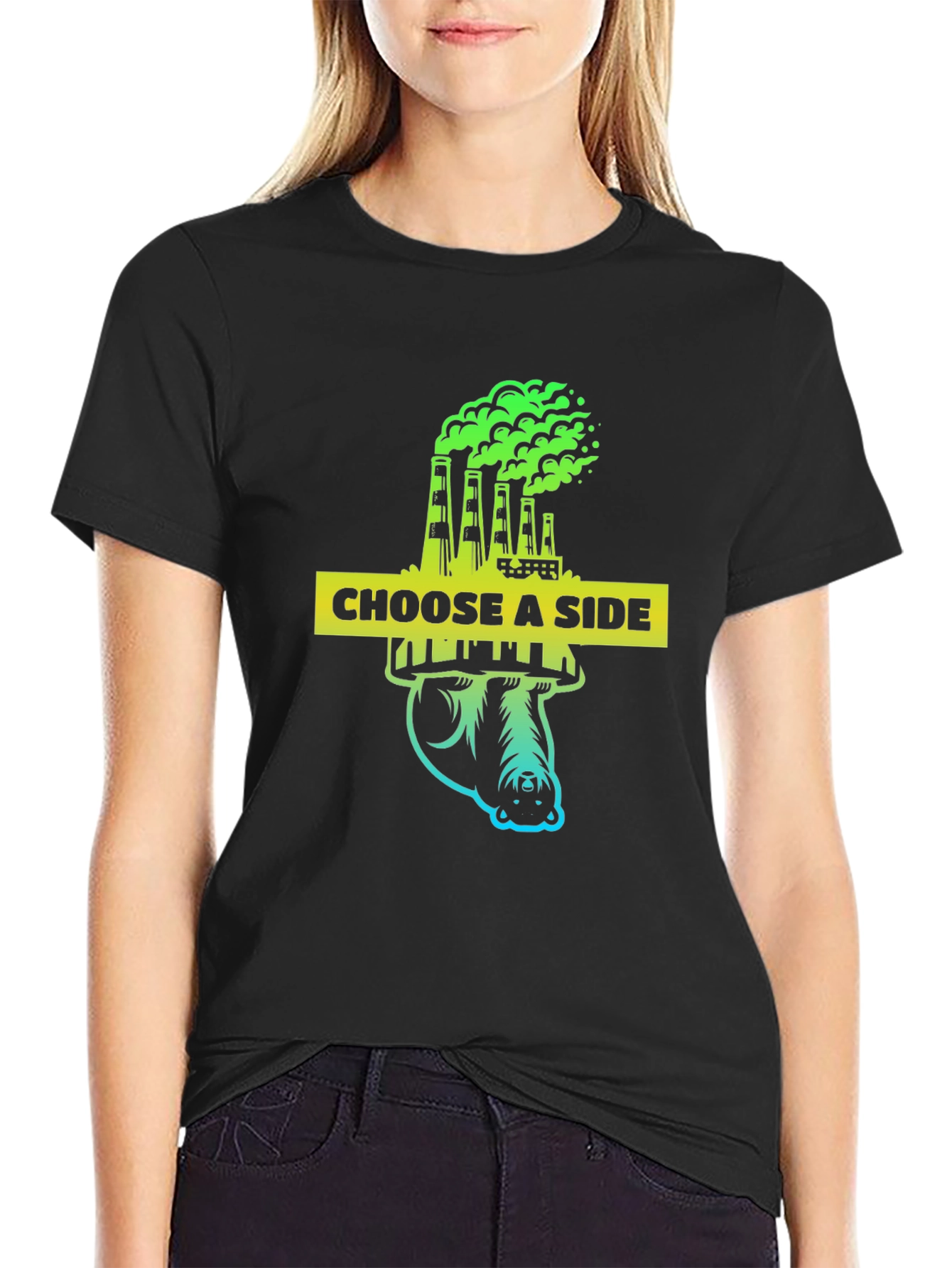 Black Choose a Side Graphic Tee - Environmental Awareness Shirt view 2
