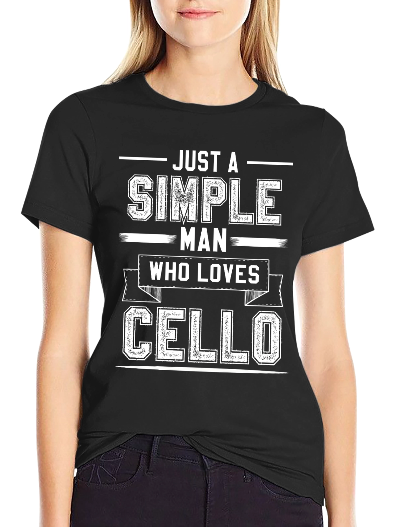 Black Simple Man Cello Graphic Tee view 2