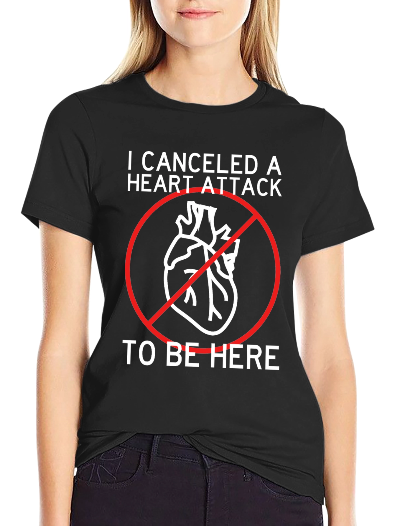 Black Canceled Heart Attack T-Shirt - Funny Graphic Tee view 2