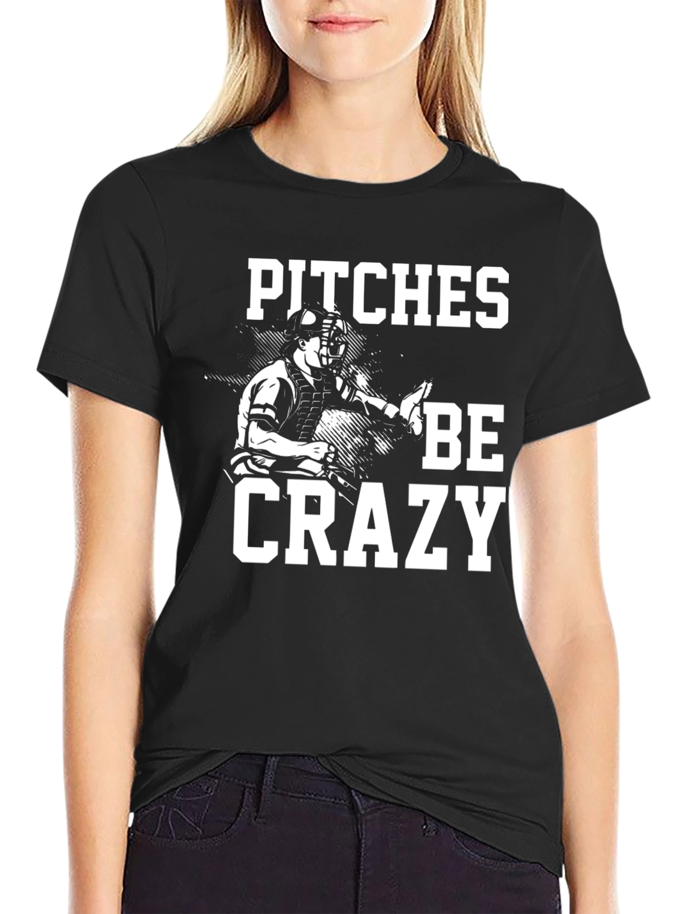 Black Pitches Be Crazy Graphic T-Shirt view 2