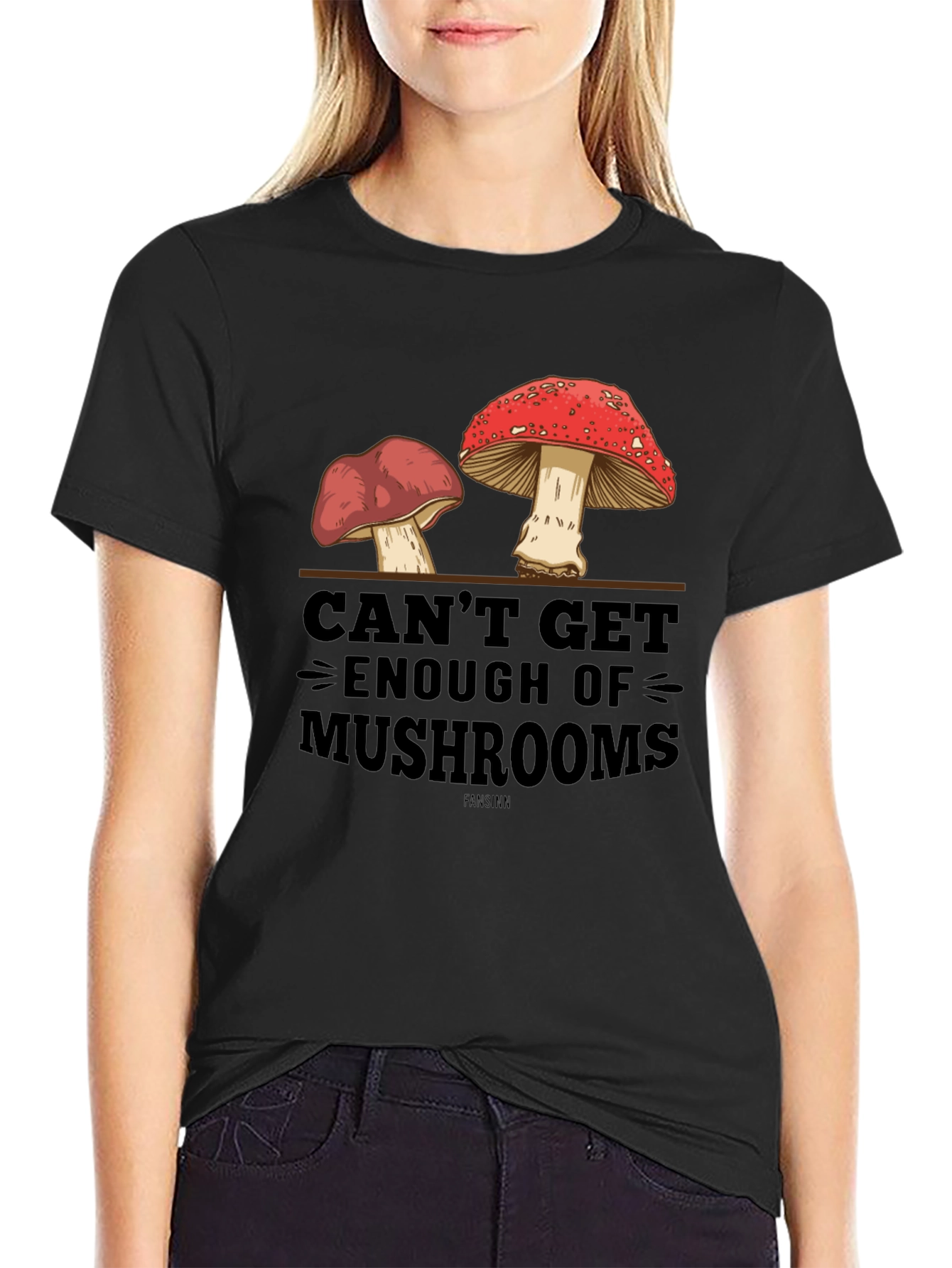 Black Mushroom Graphic T-Shirt - Unique Design view 2