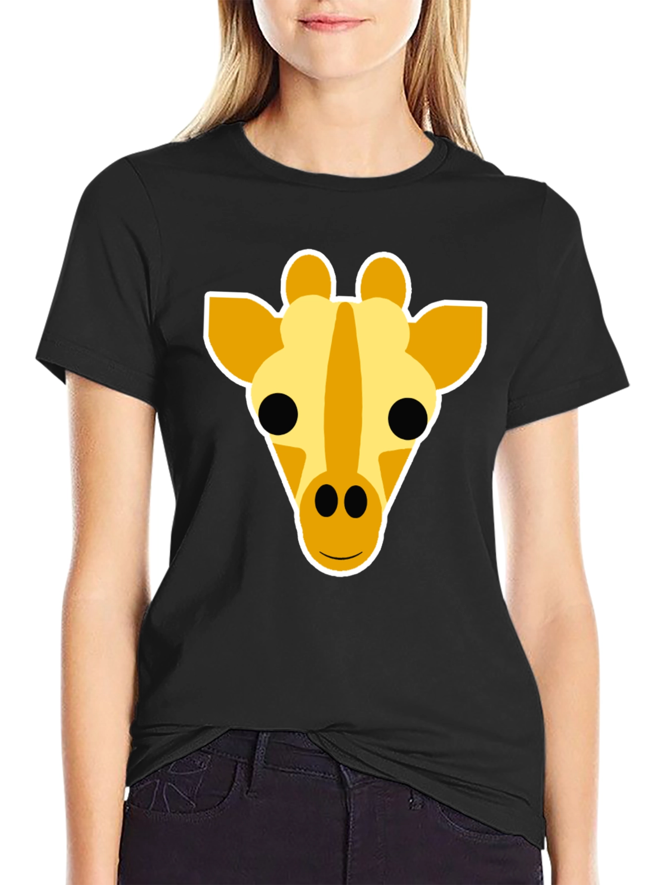 Black Giraffe Graphic Tee - Black Cotton T-Shirt view 2