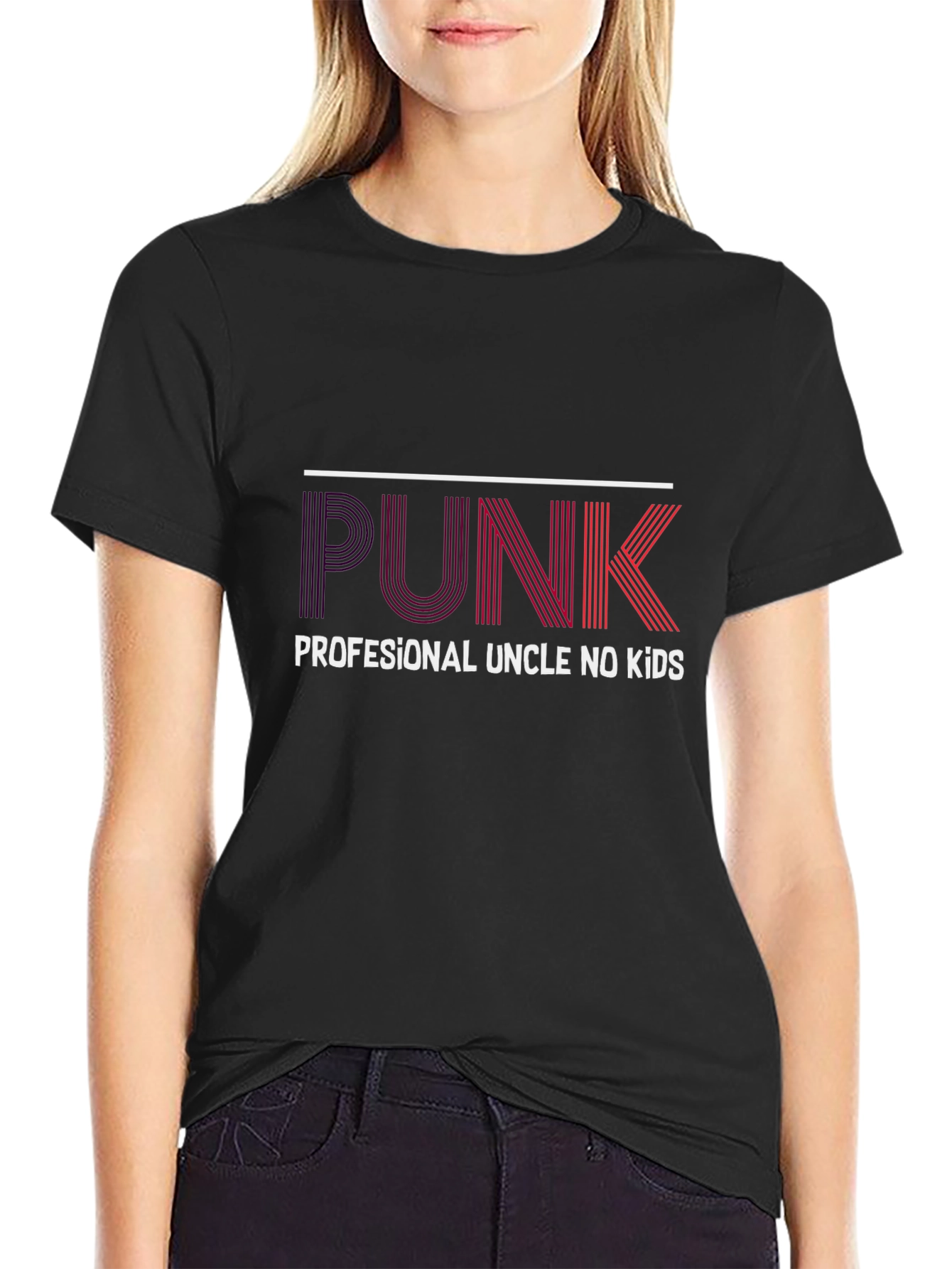 Black PUNK Professional Uncle No Kids Black T-Shirt view 2