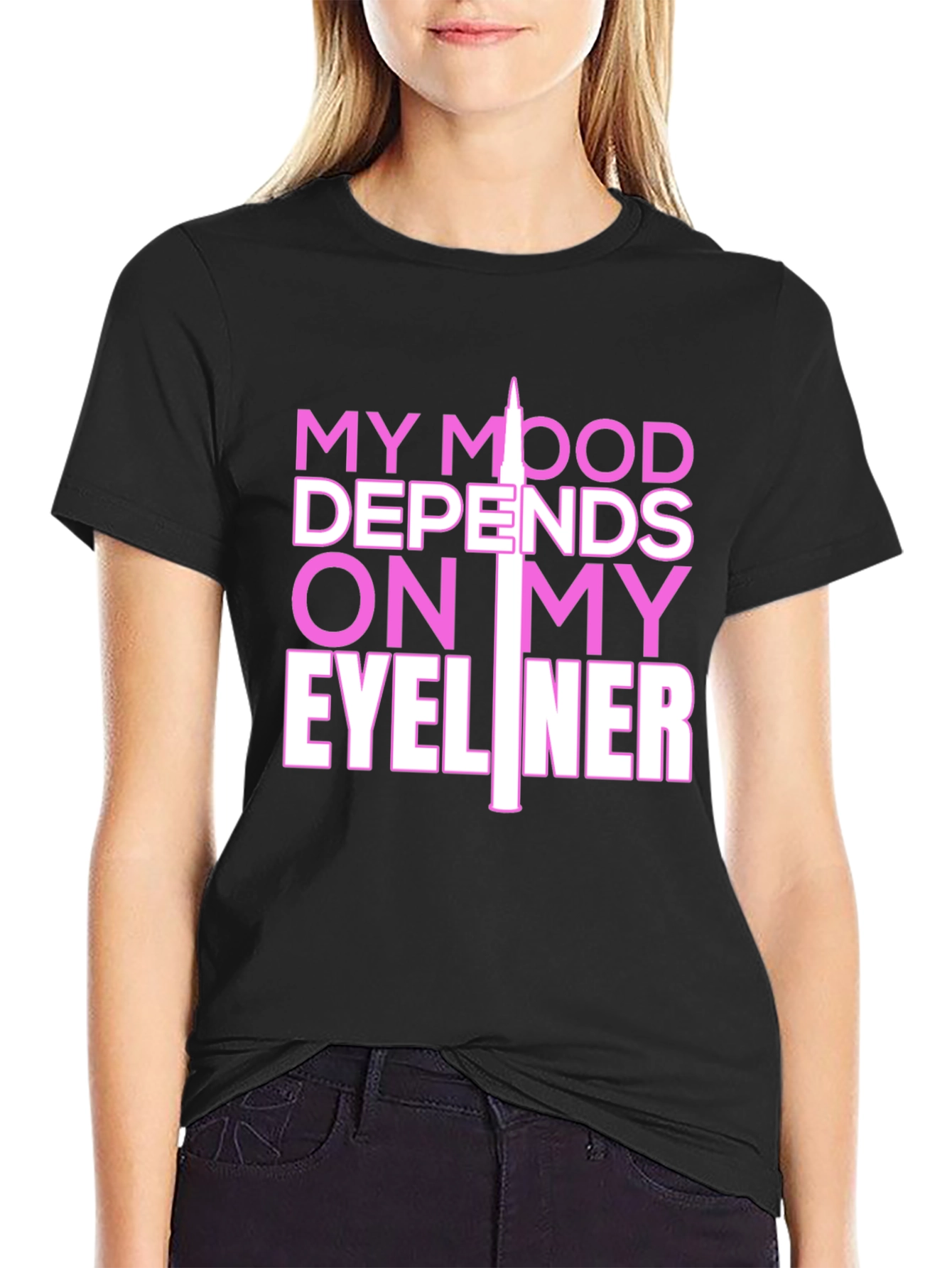 Black My Mood Eyeliner Graphic Tee - Black view 2