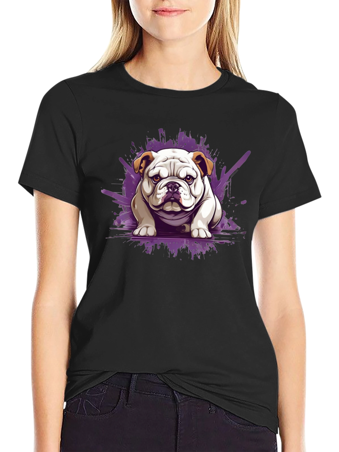Black Bulldog Graphic Tee - Stylish Men's Black T-Shirt view 2