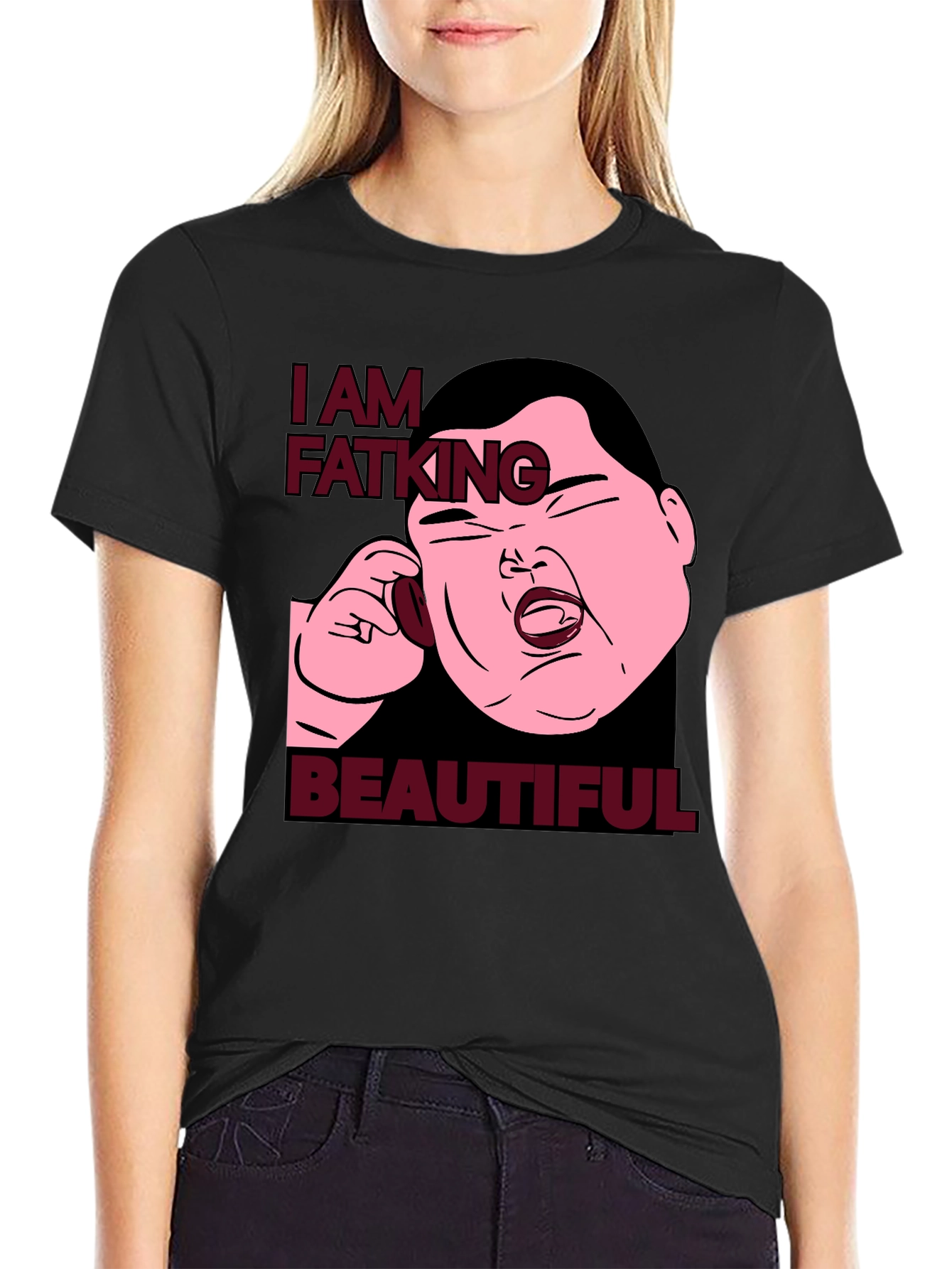Black I Am Fatking Beautiful Graphic Tee view 2
