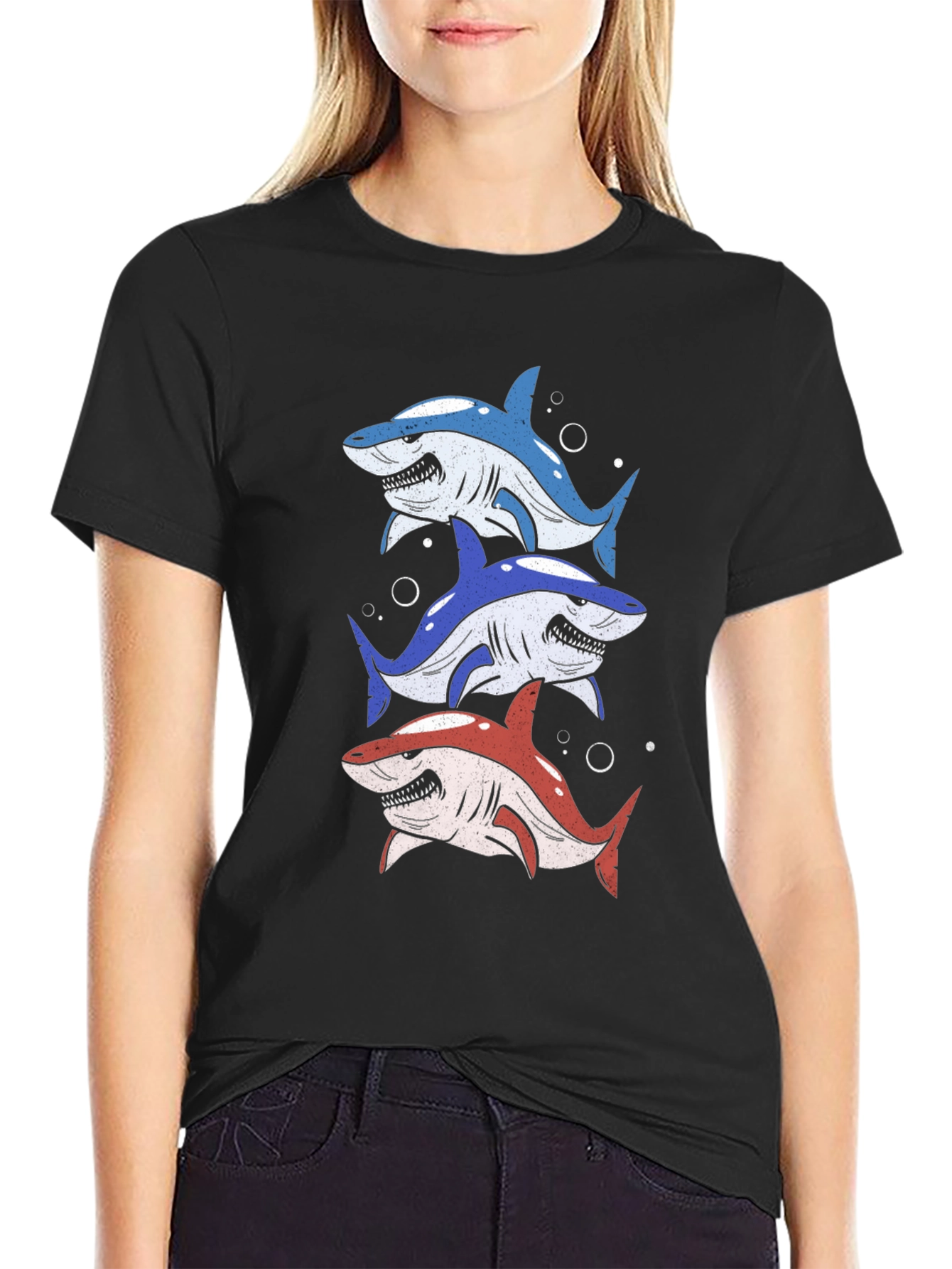 Black Shark Stack Graphic Tee - Black view 2