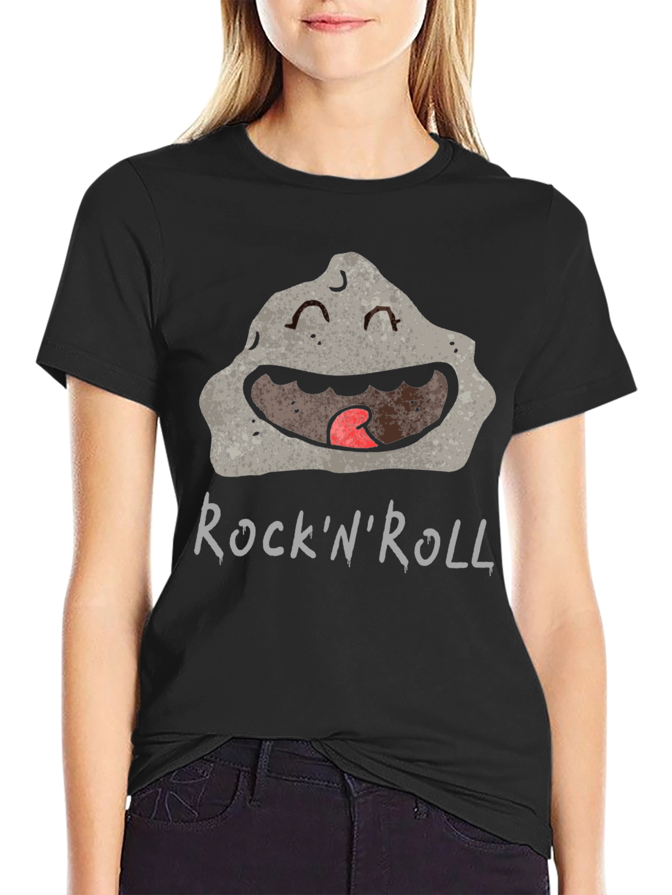 Black Rock'n'Roll Cartoon Rock Graphic Tee view 2