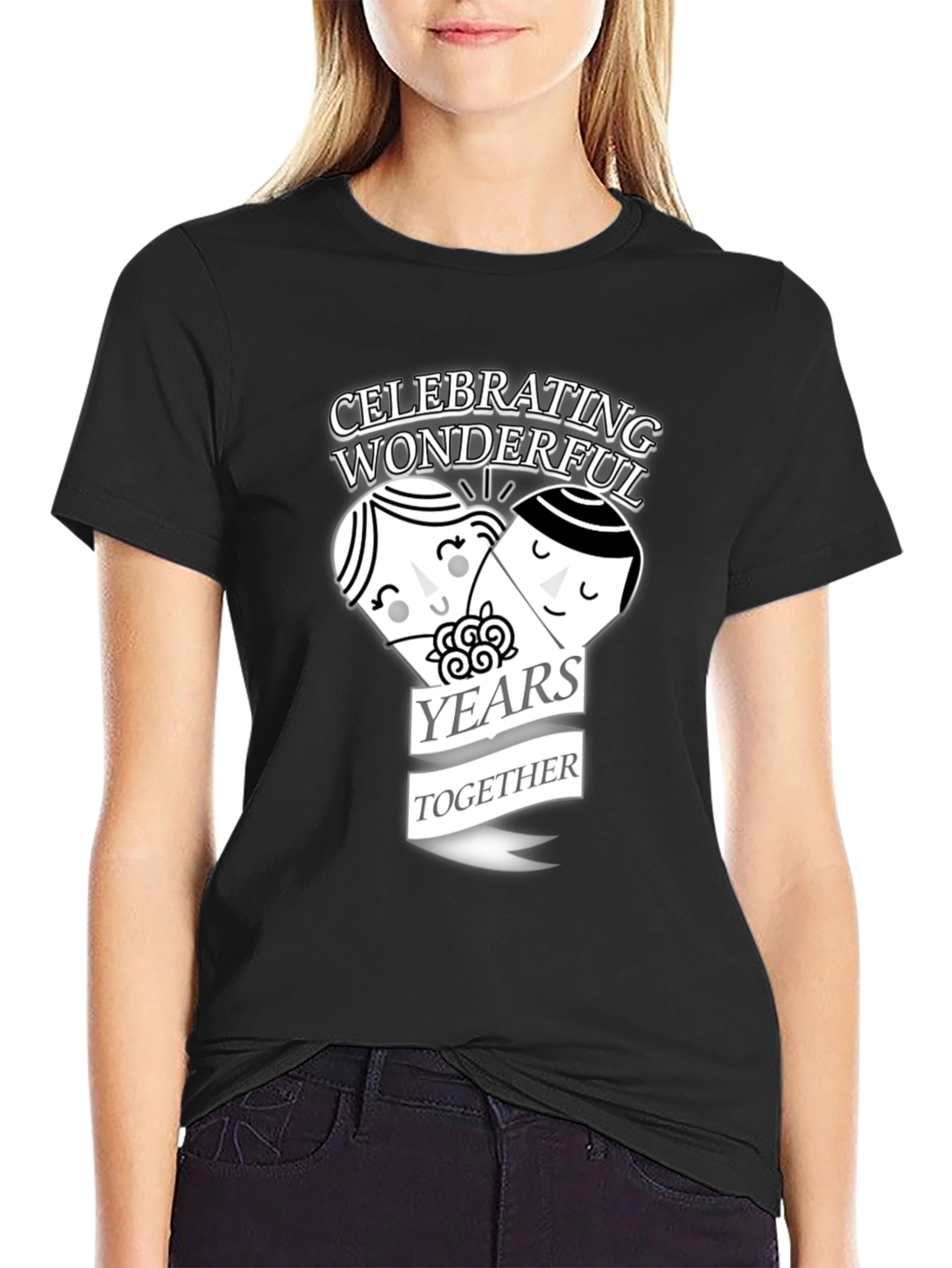 Black Celebrating Wonderful Years Together T-Shirt view 2