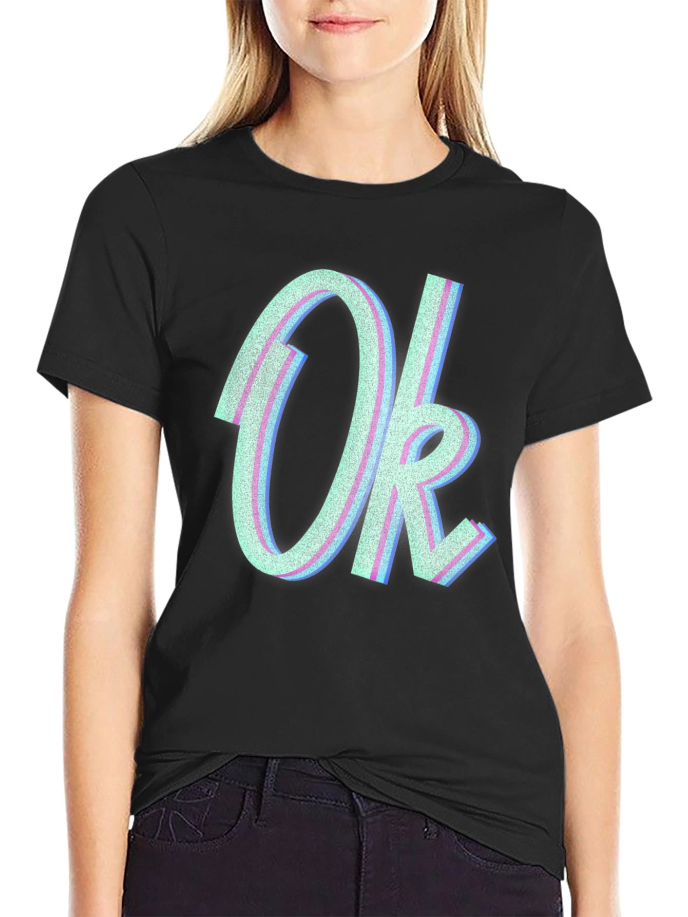 Black OK Graphic Tee - Trendy Casual T-Shirt view 2