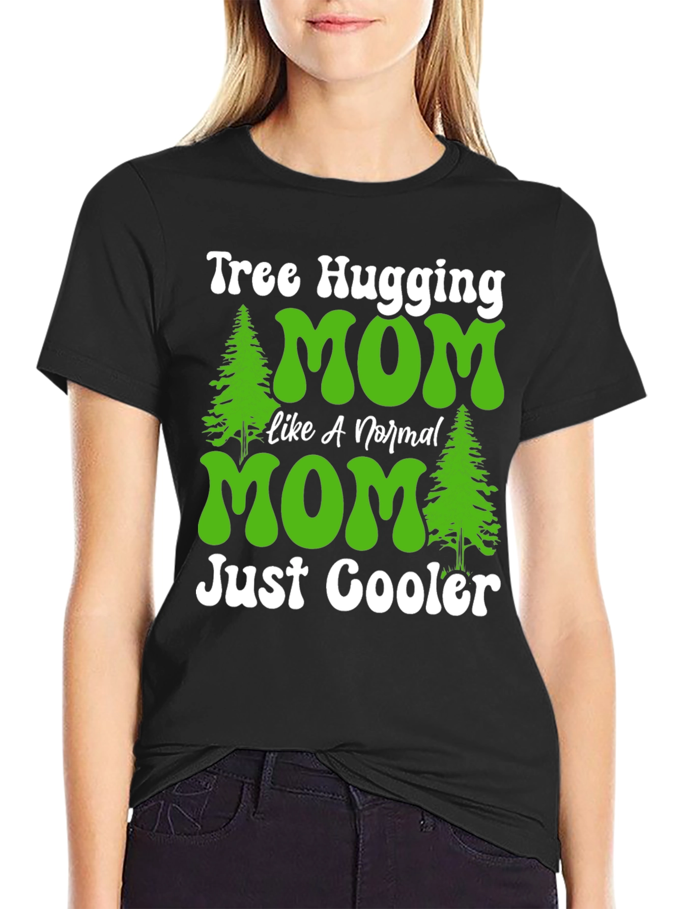 Black Tree Hugging Mom T-Shirt - Just Cooler view 2