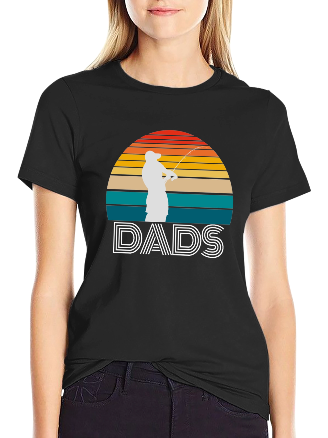 Black Dads Fishing Sunset Graphic Tee - Father's Day Gift view 2