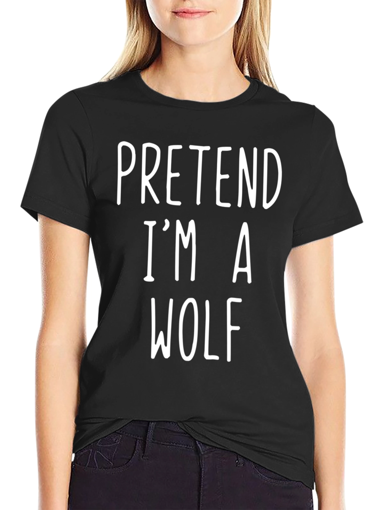 Black Pretend I'm A Wolf Tee - Funny Costume T-Shirt view 2