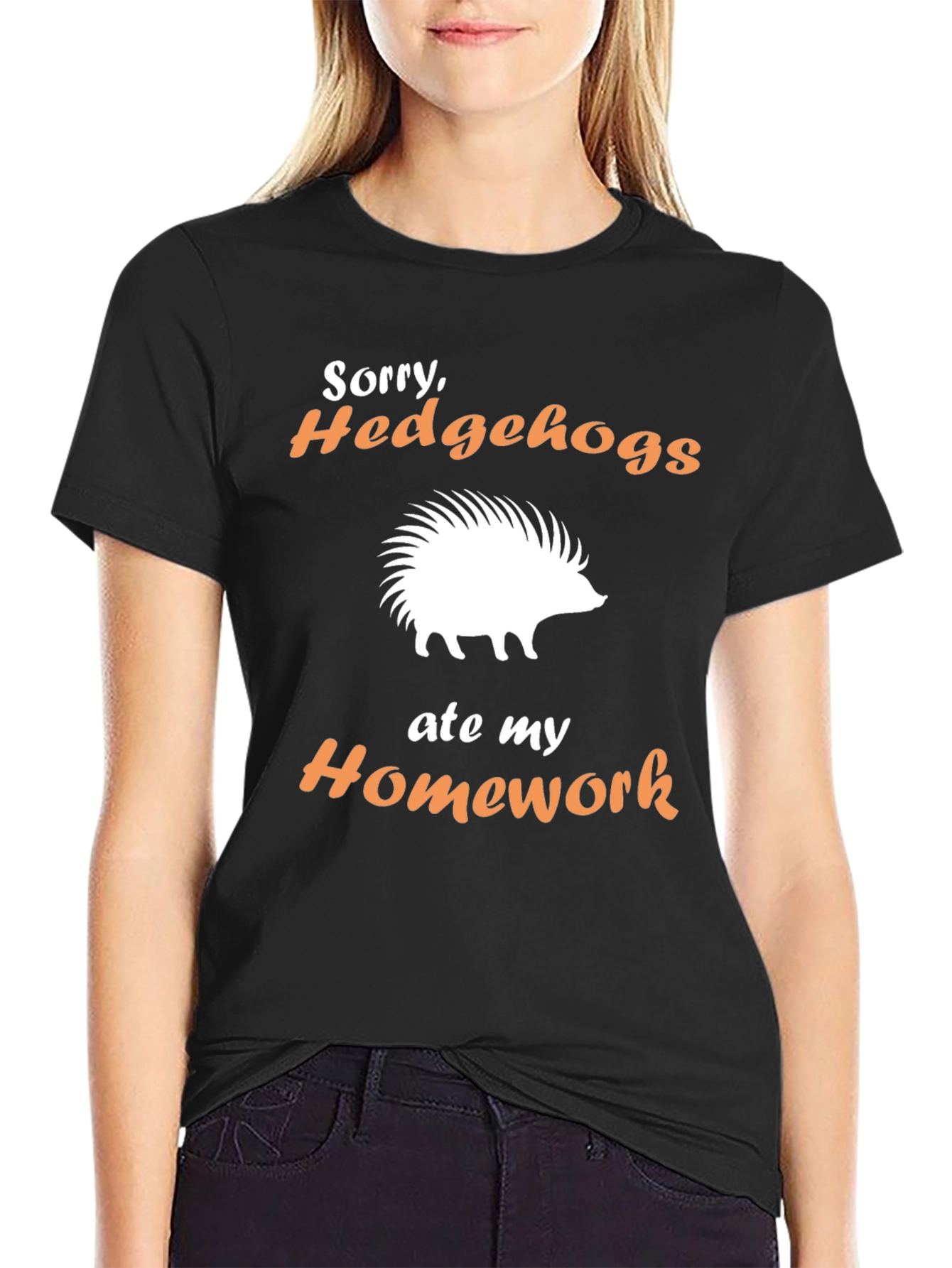 Black Sorry Hedgehogs Ate My Homework T-Shirt view 2